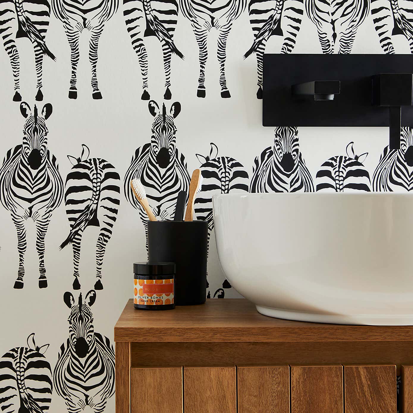 Cheeky Zebra Mono Wallpaper