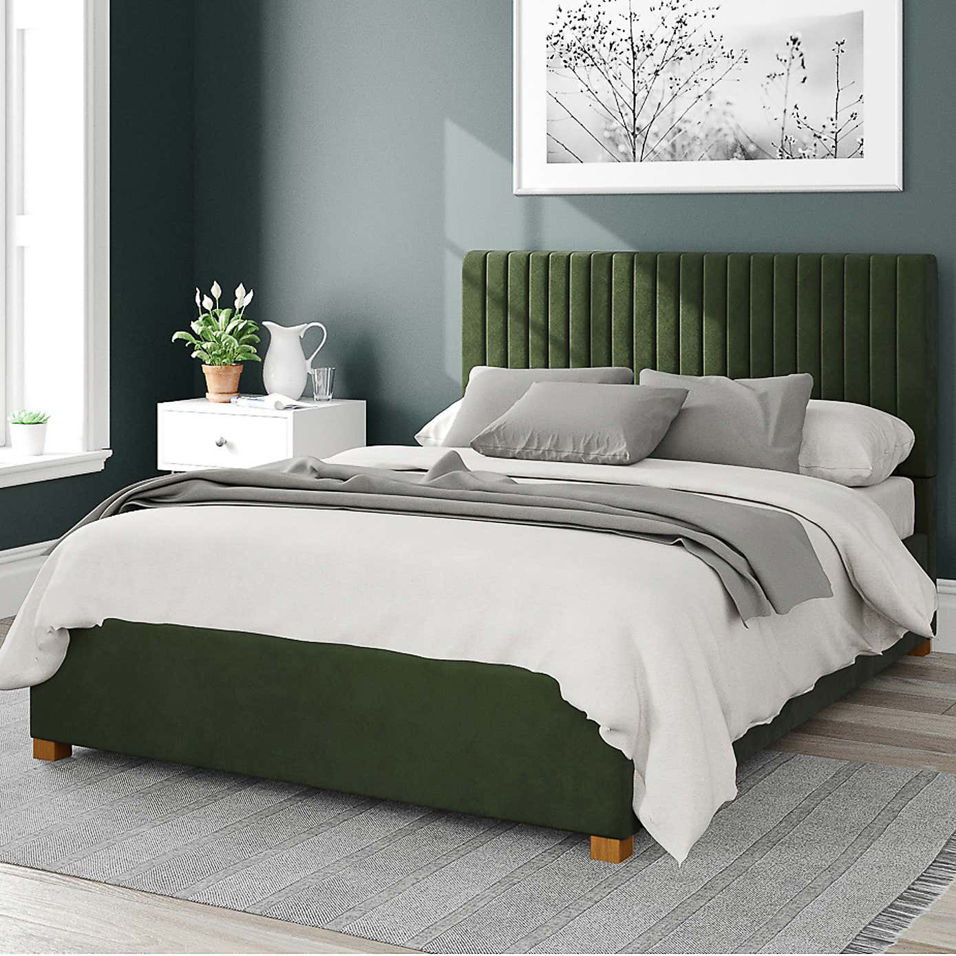 Grant Plush Velvet Ottoman Bed