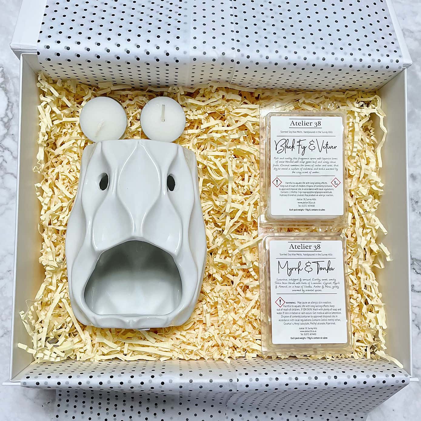 Atelier 38 Wave Burner and Spicy & Woody Wax Melt Gift Set