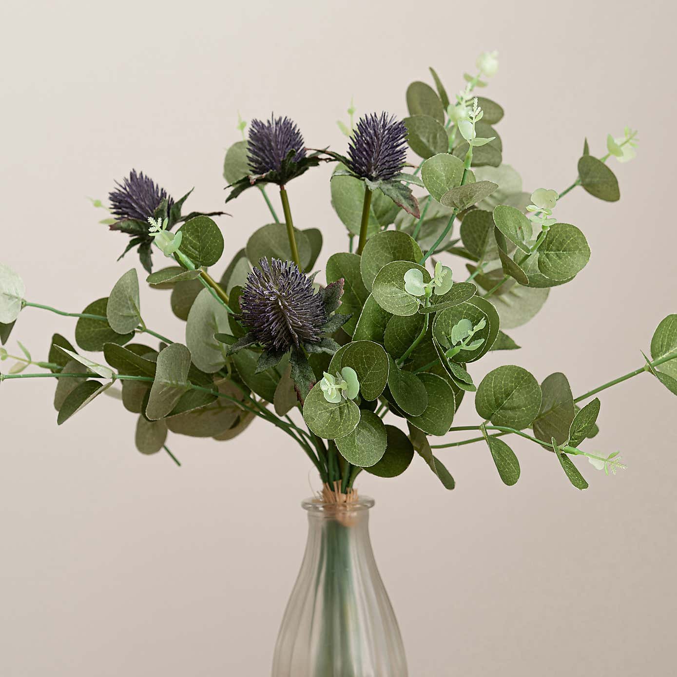 Artificial Thistle and Eucalyptus Lilac Bouquet