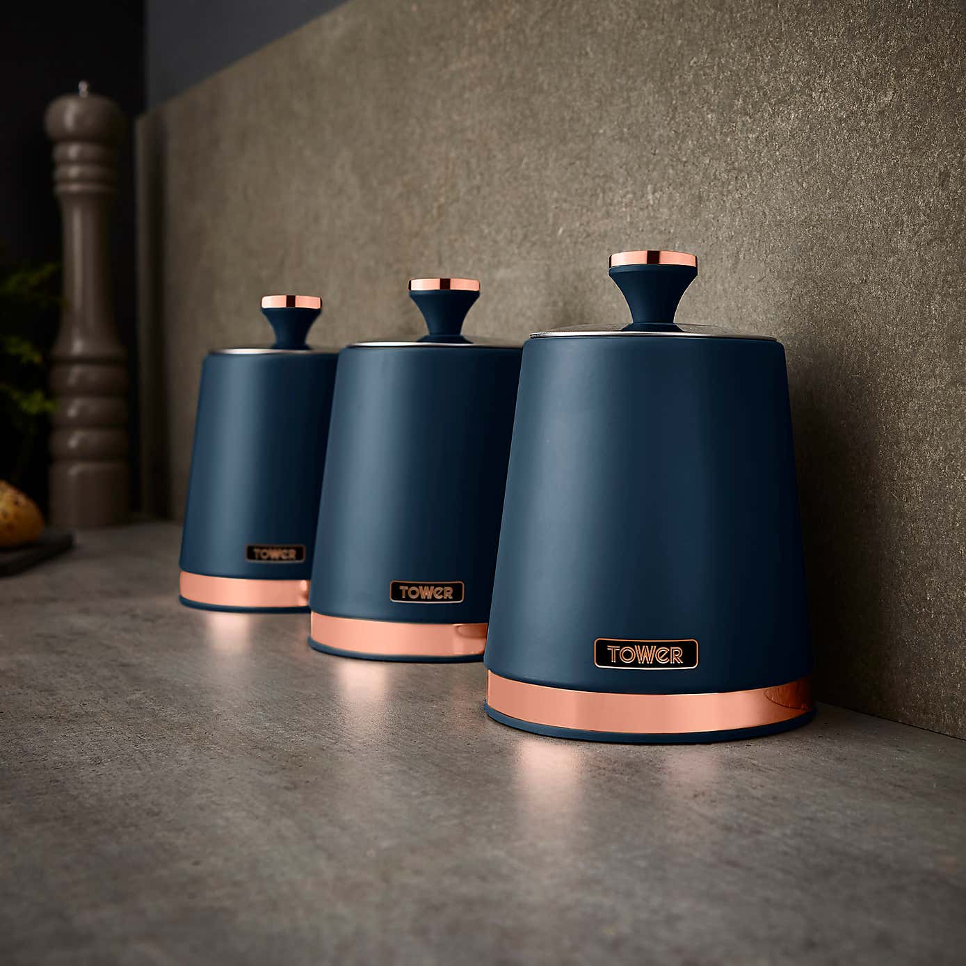 Tower Set of 3 Cavaletto Canisters
