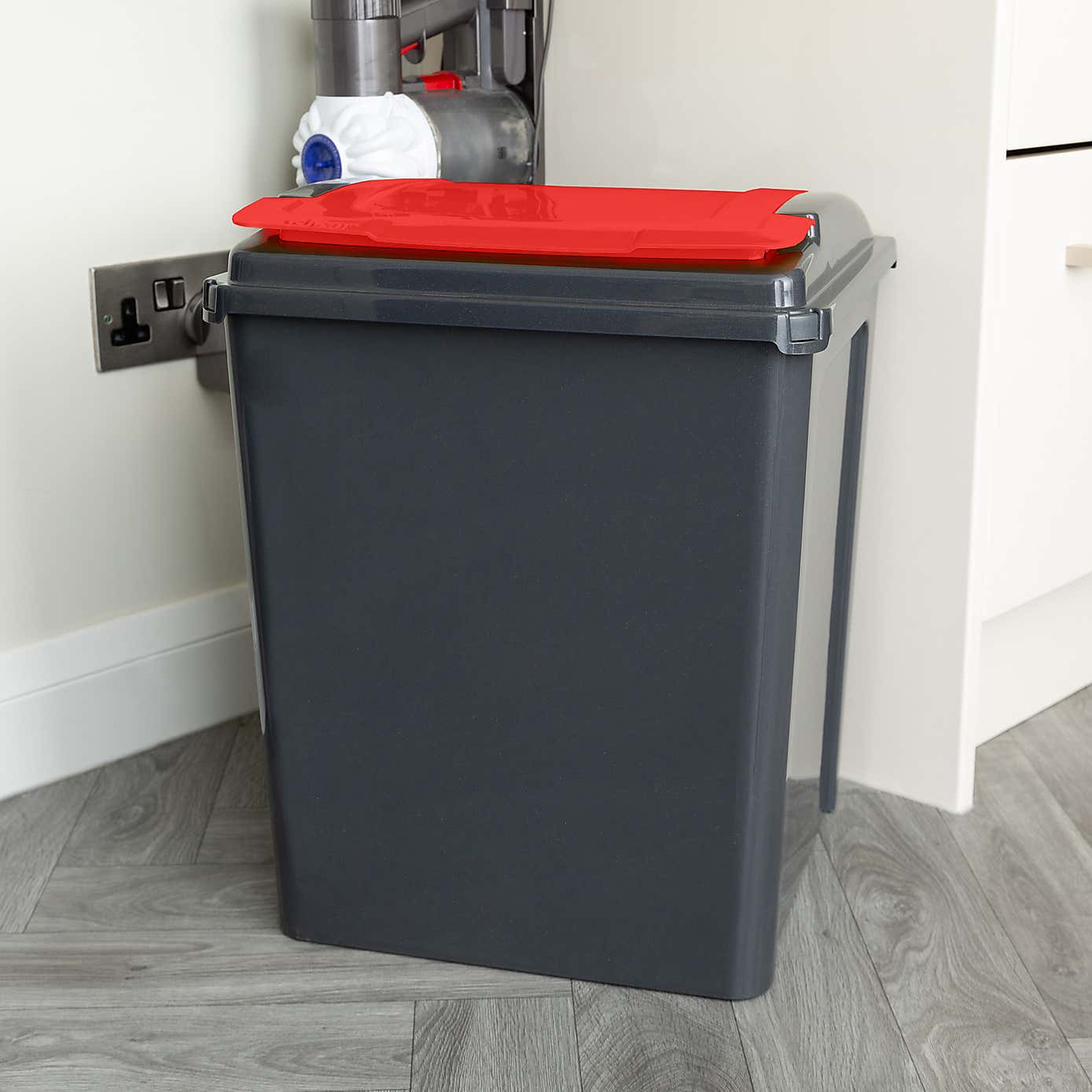 Wham 50L Set of 3 Recycling Bins with Red, Blue, & Green Lids