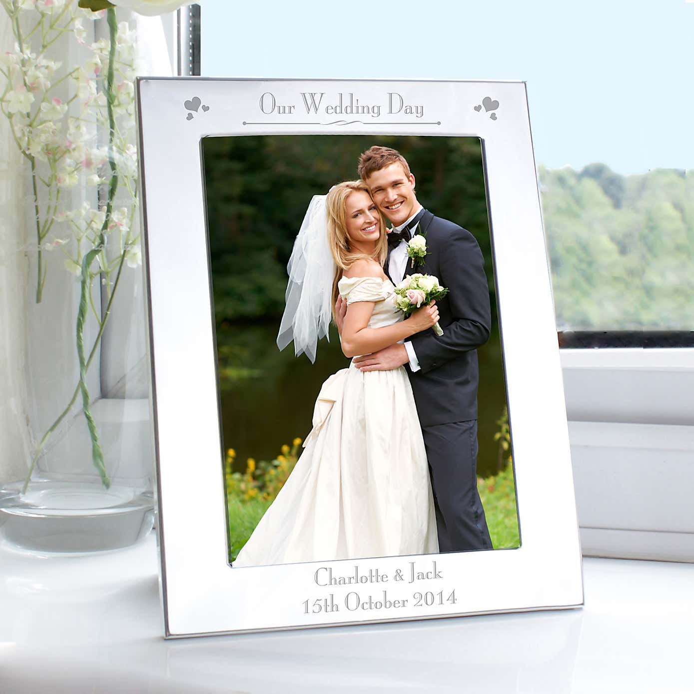Personalised Decorative Our Wedding Day Silver Photo Frame