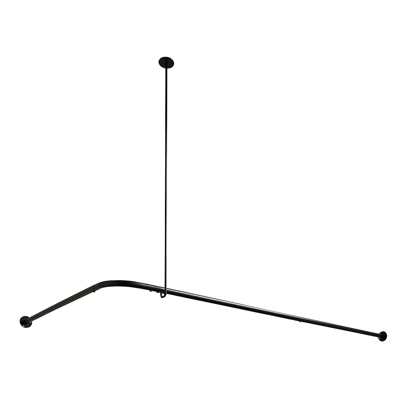 L Shape Black Shower Curtain Rail