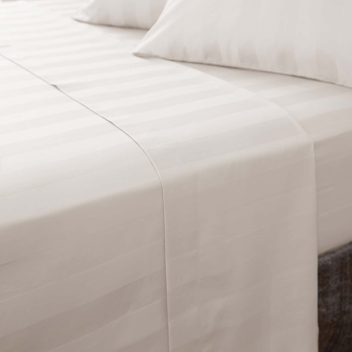 Hotel 230 Thread Count White Stripe Flat Sheet