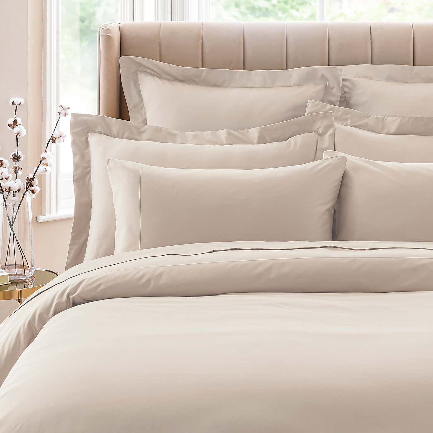 Dorma 300 Thread Count 100% Cotton Sateen Plain Cuffed Pillowcase