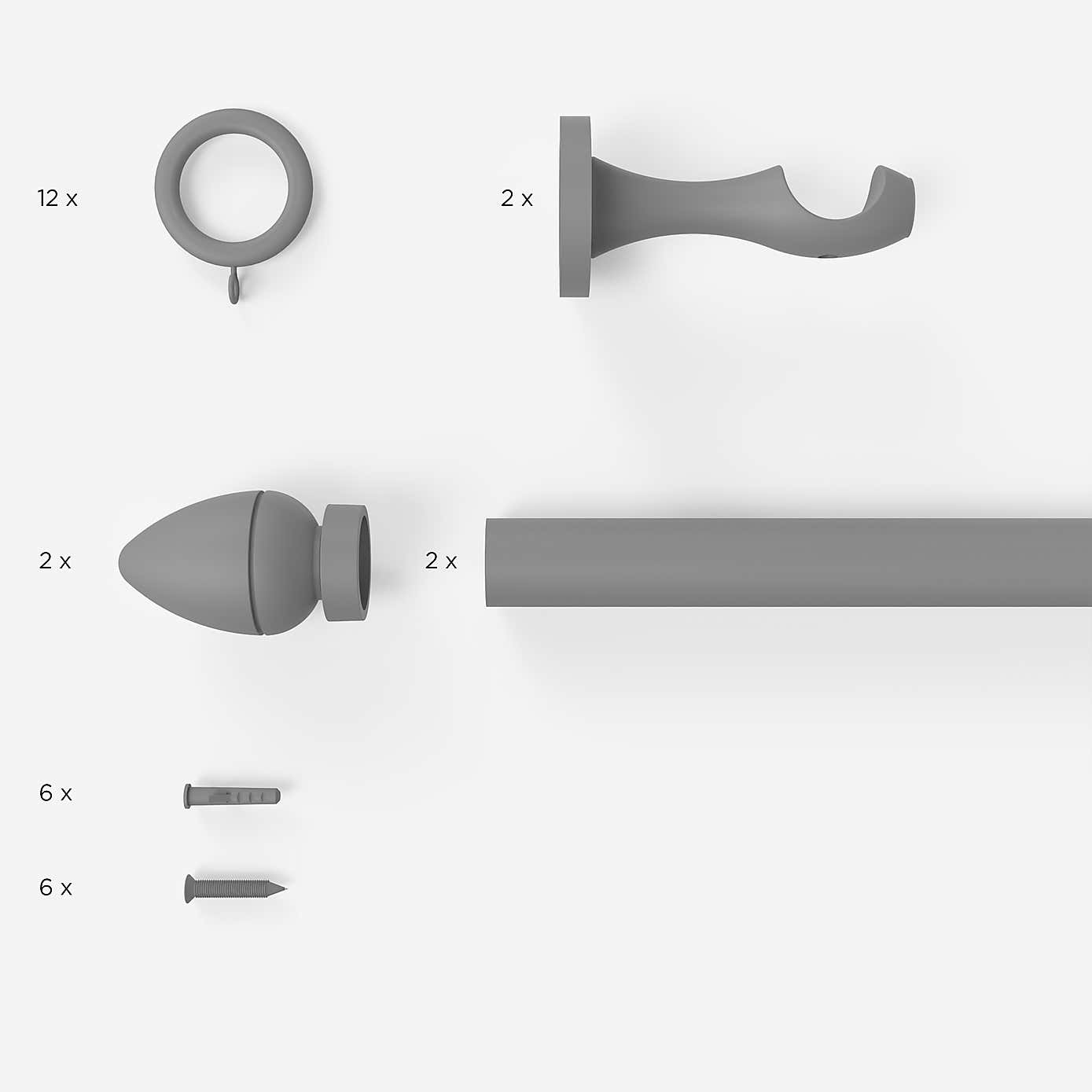 Oregon Acacia Fixed Wooden Curtain Pole with Rings