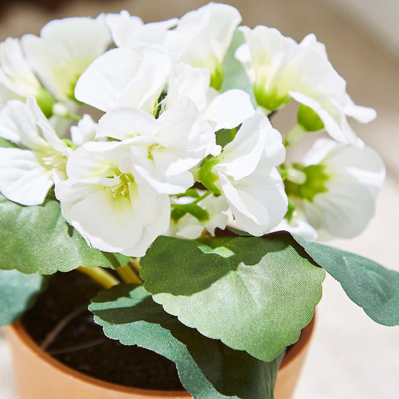 Artificial Geranium in Plant Pot