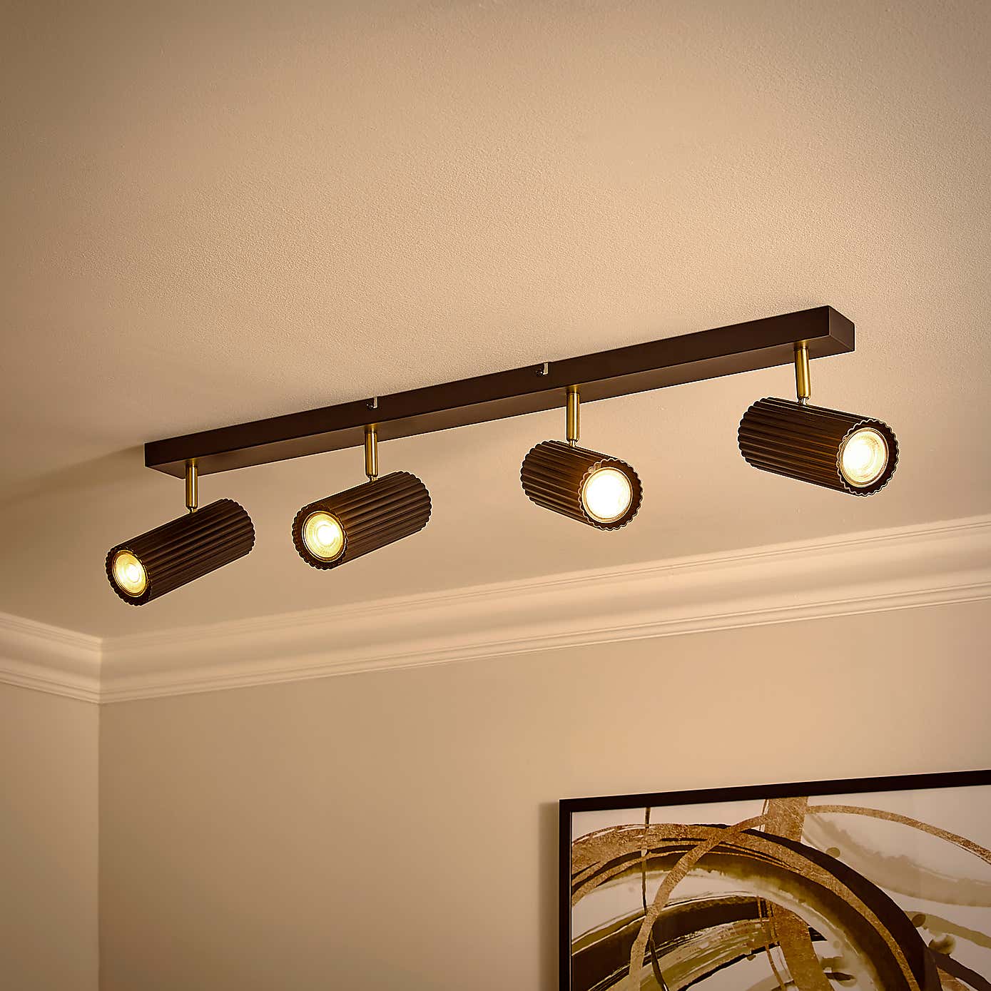 Georgi Industrial Ribbed 4 Light Adjustable Spotlight Bar