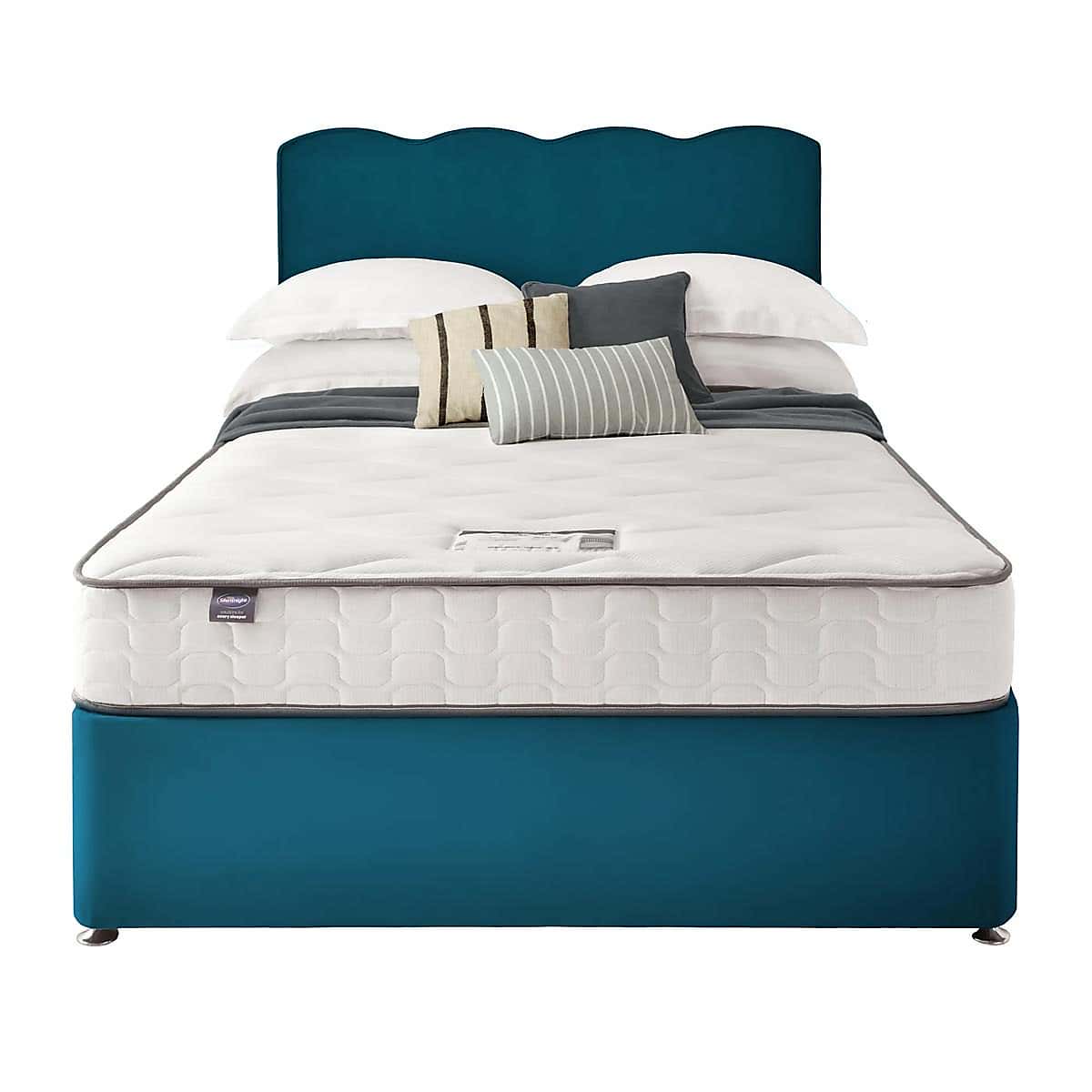 Silentnight 2 Drawer Divan Bed With Velvet Wave Headboard