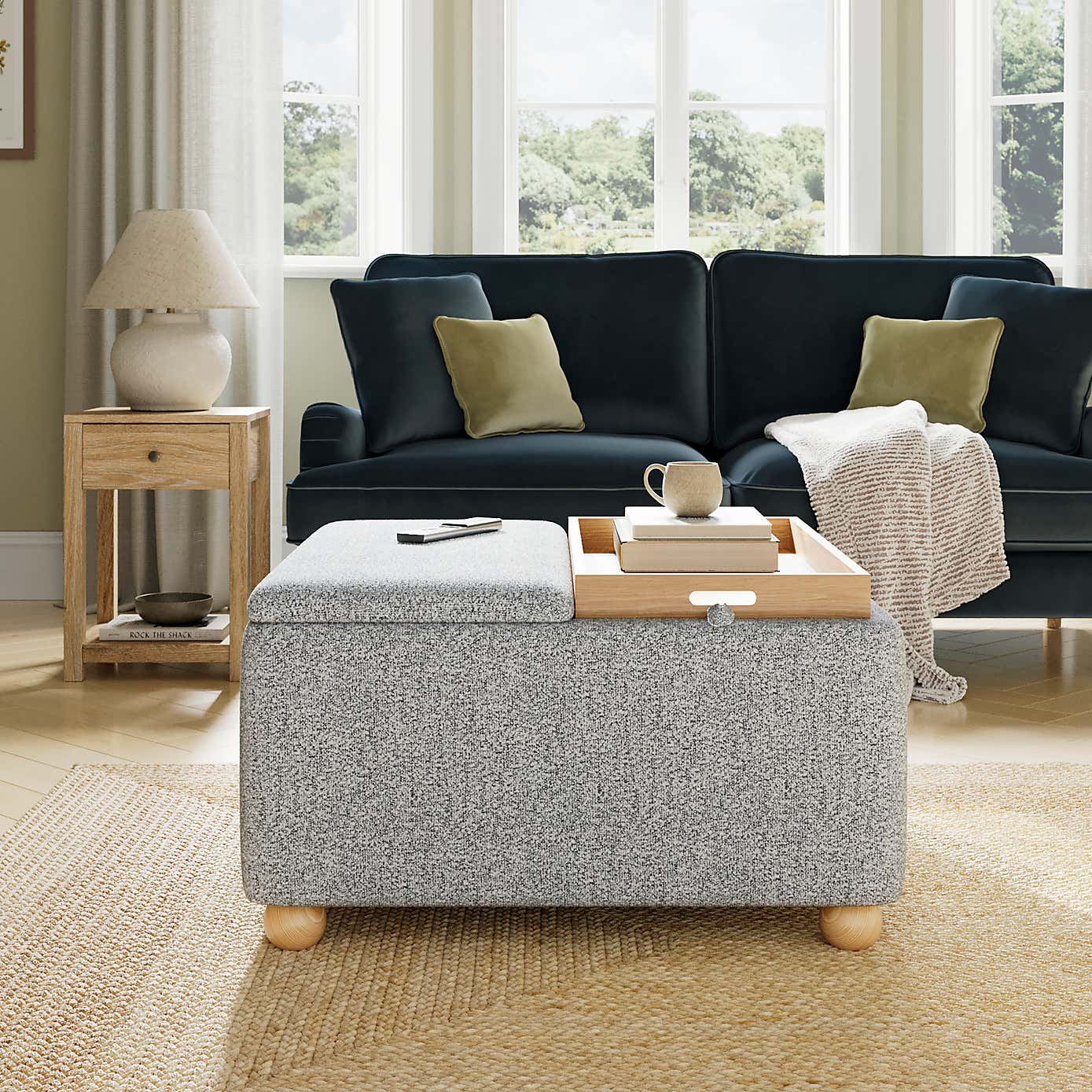 Elma Soft Weave Tray Table Ottoman
