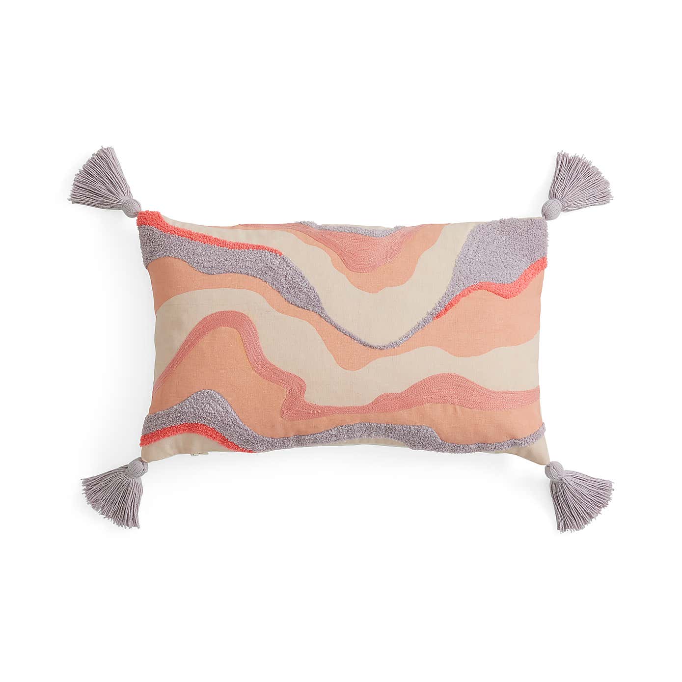 Embroidered Marble Effect Rectangle Cushion with Tassels
