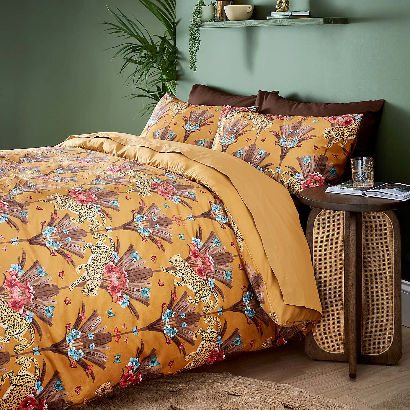 Yael Jungle Leopard Ochre Duvet Cover and Pillowcase Set