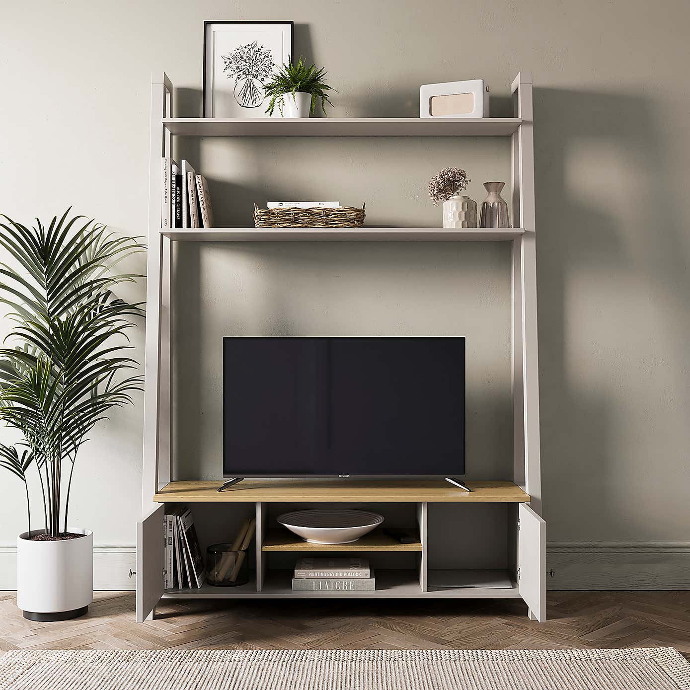 Olney Ladder TV Unit for TVs up to 50", Stone