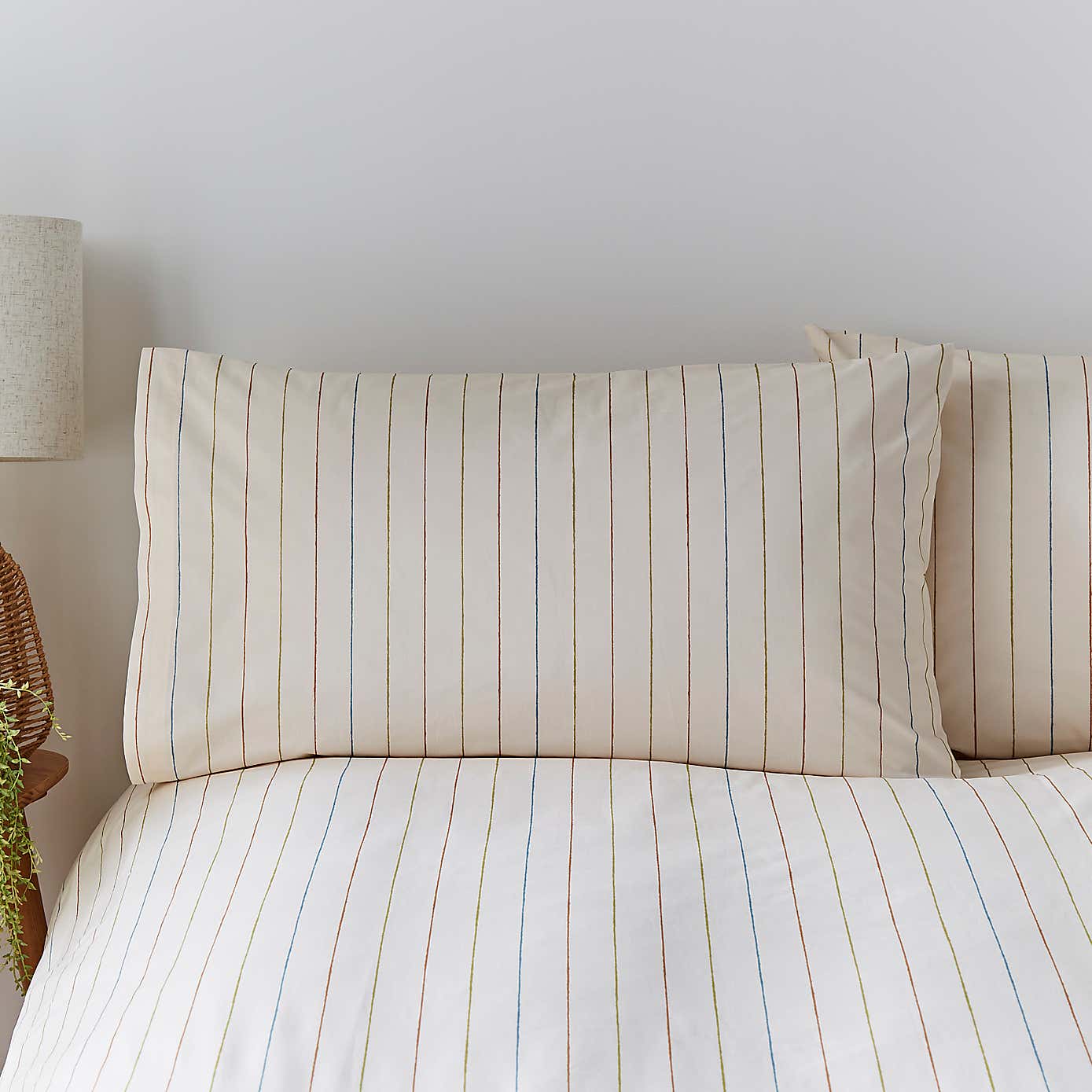 Elements Randig Natural Duvet Cover and Pillowcase Set