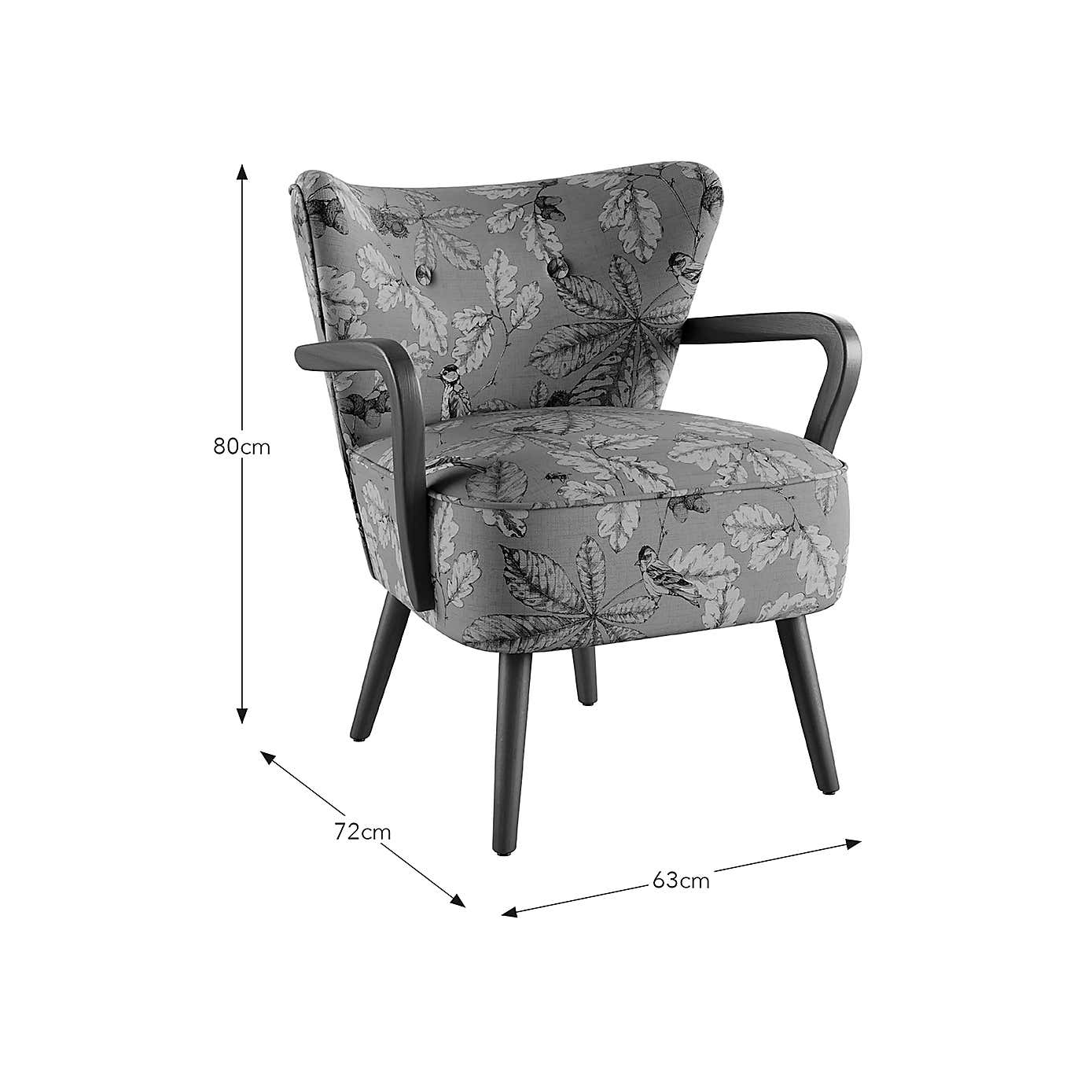 Eliza Wooden Armchair, Flatweave Arboretum Print