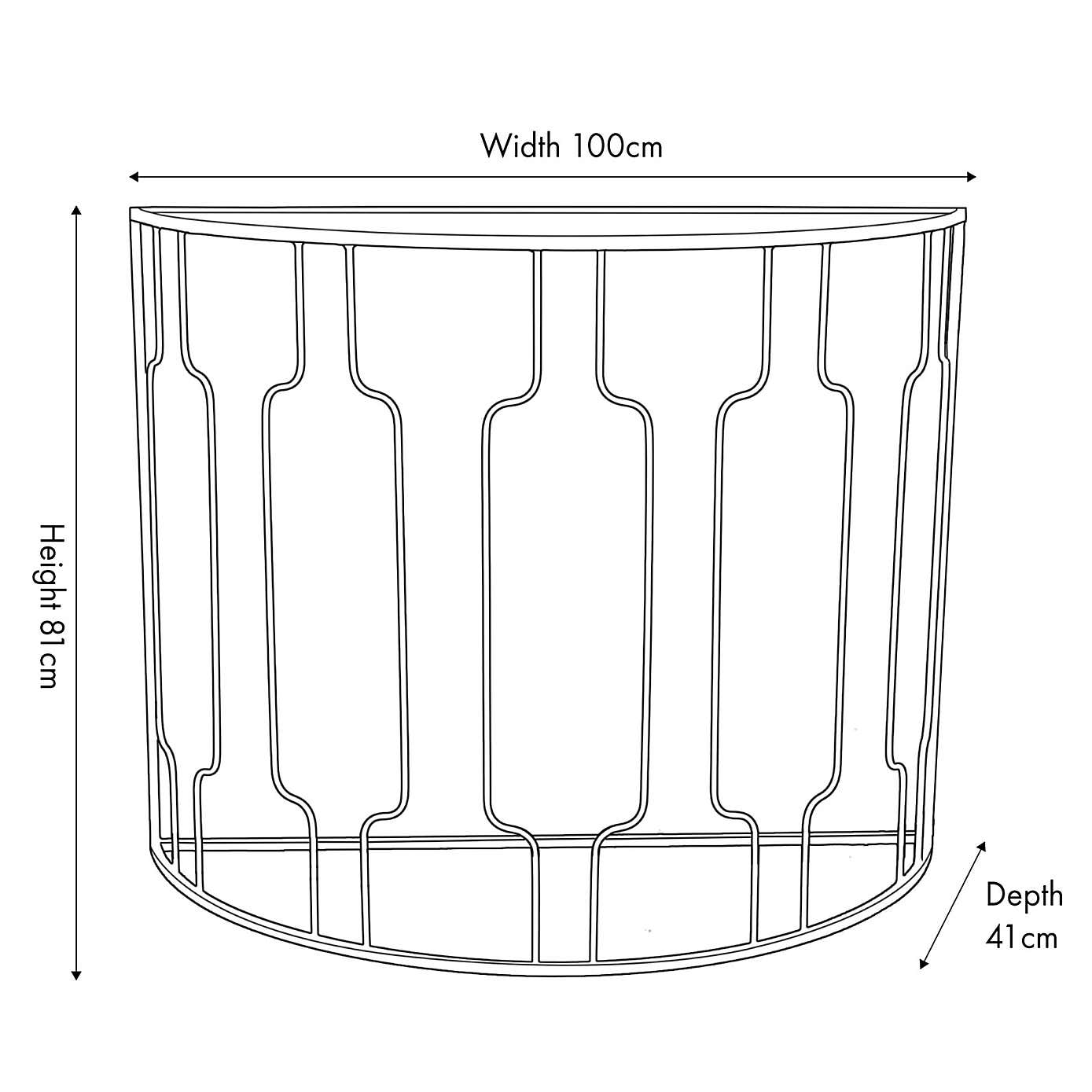Caprisse Mirrored Glass Half Moon Console Table