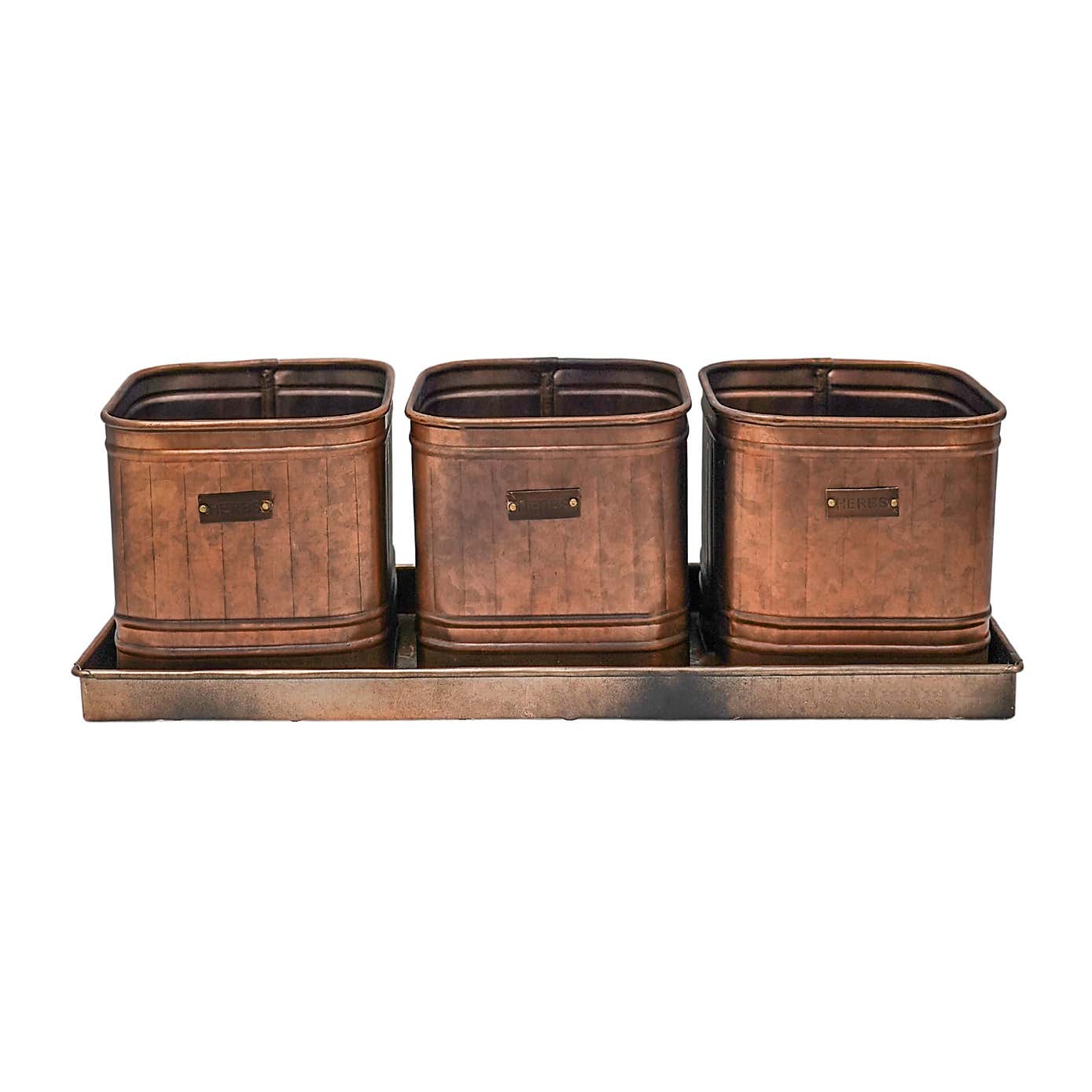 Set of 3 Herb Hampton Outdoor Planters with Tray