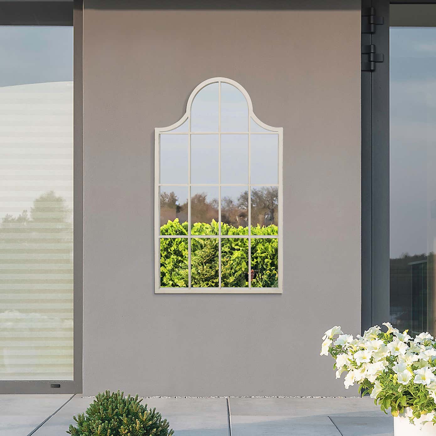 Arcus Window Pane Arched Indoor Outdoor Wall Mirror