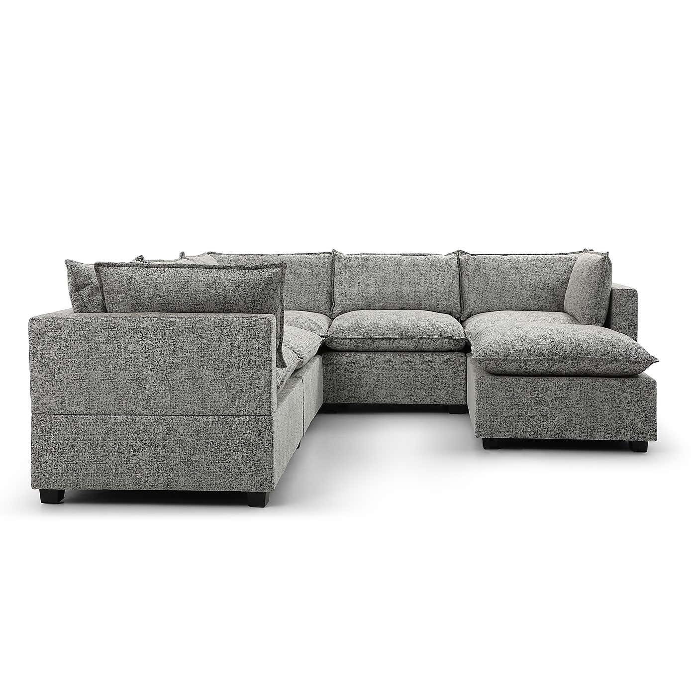 Moda Corner Modular Sofa with Chaise, Light Grey Boucle