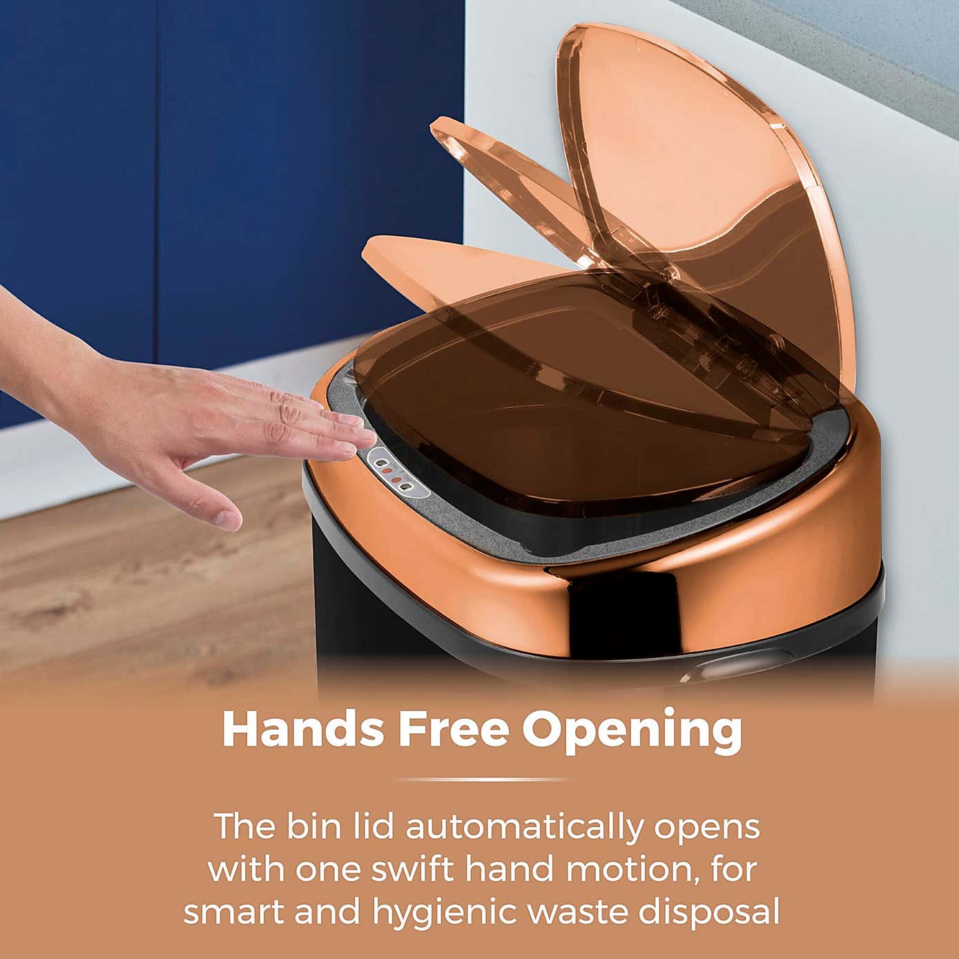 Tower Rose Gold 58L Square Sensor Bin