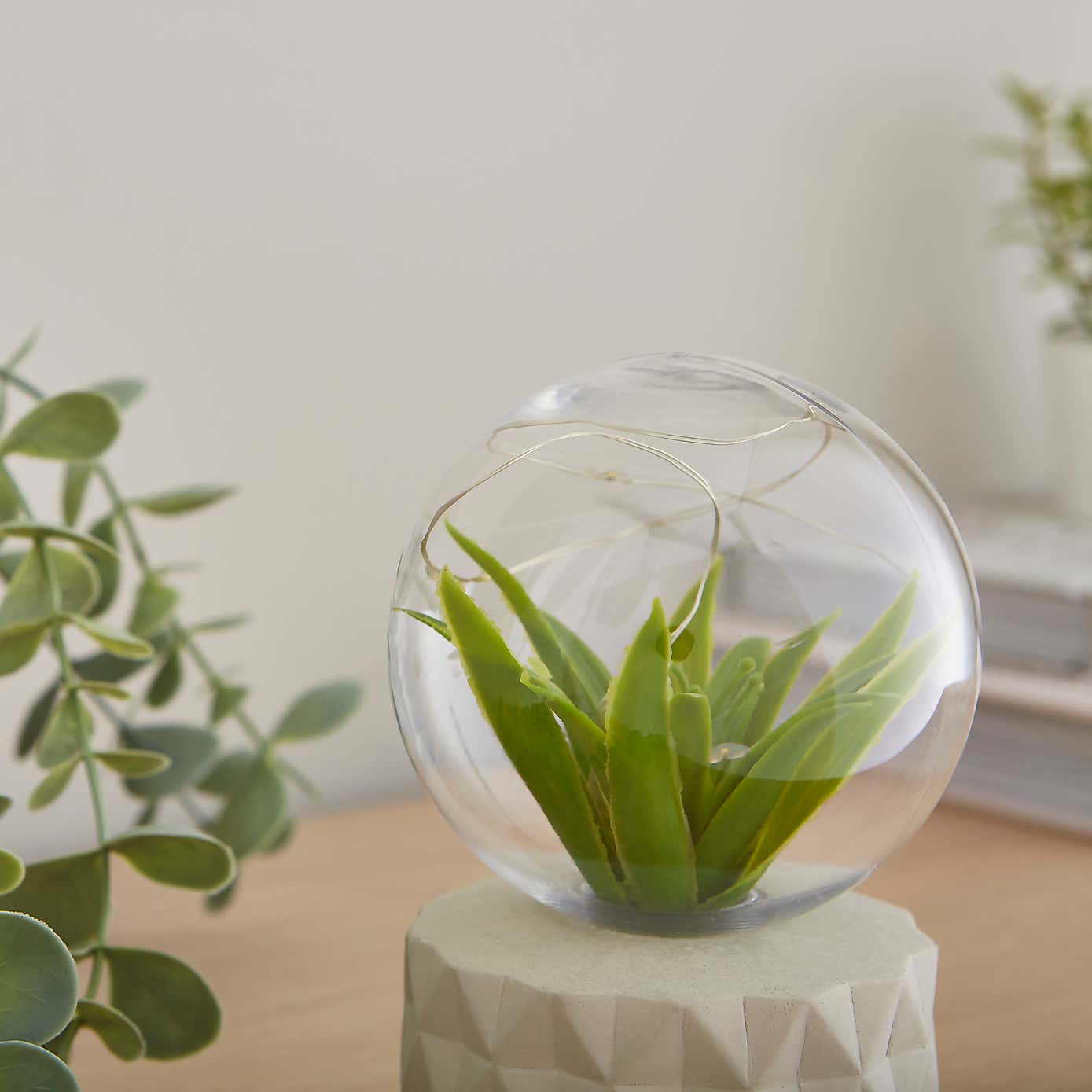 Faux Terrarium Geometric Battery Lamp