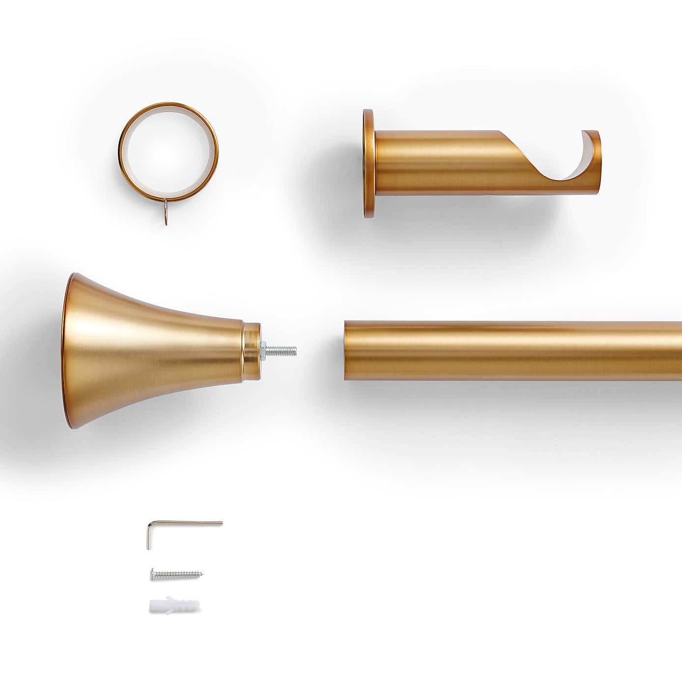 Flush Trumpet Fixed Metal Curtain Pole with Rings