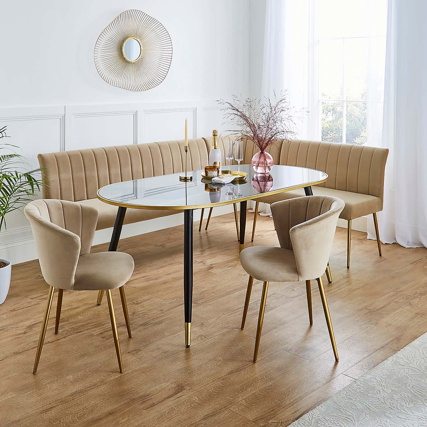 Kendall Velvet Corner Bench