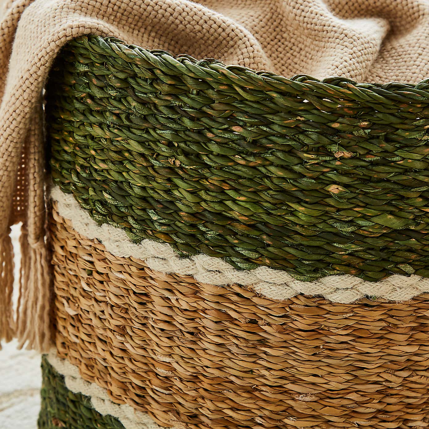 Green Stripe Storage Basket