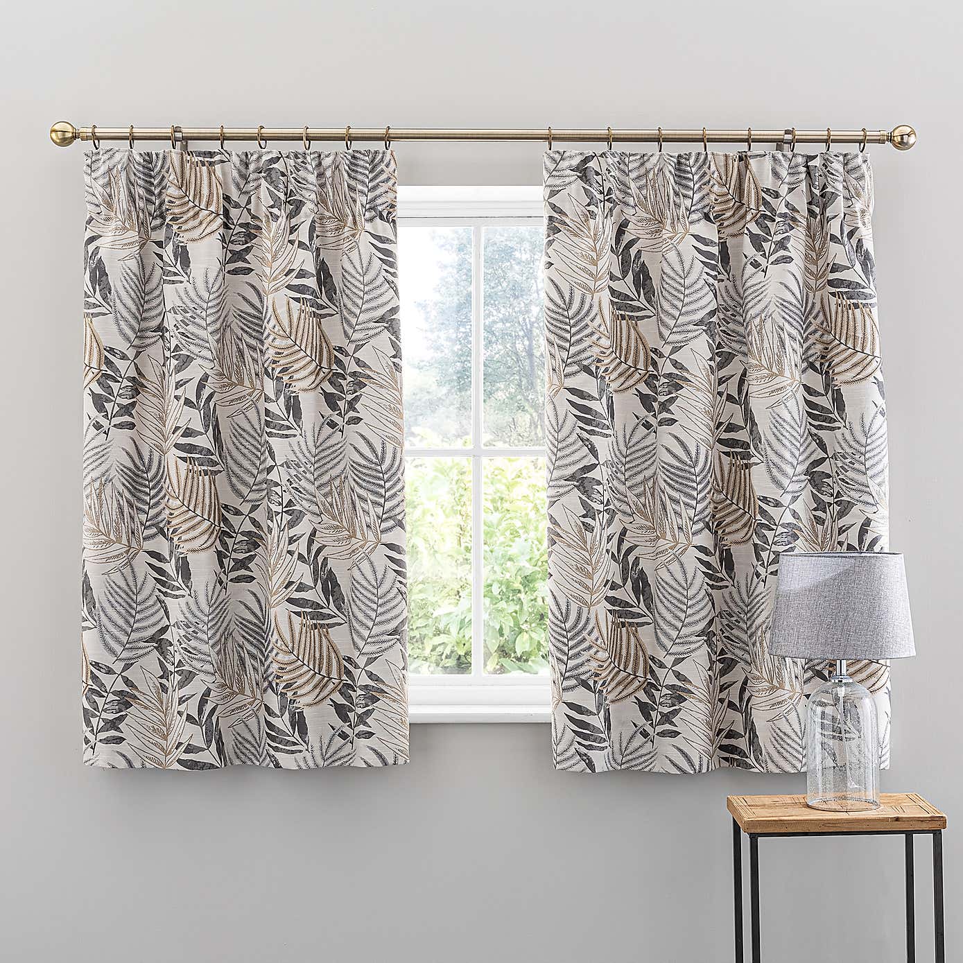 Leaf Jacquard Pencil Pleat Curtains