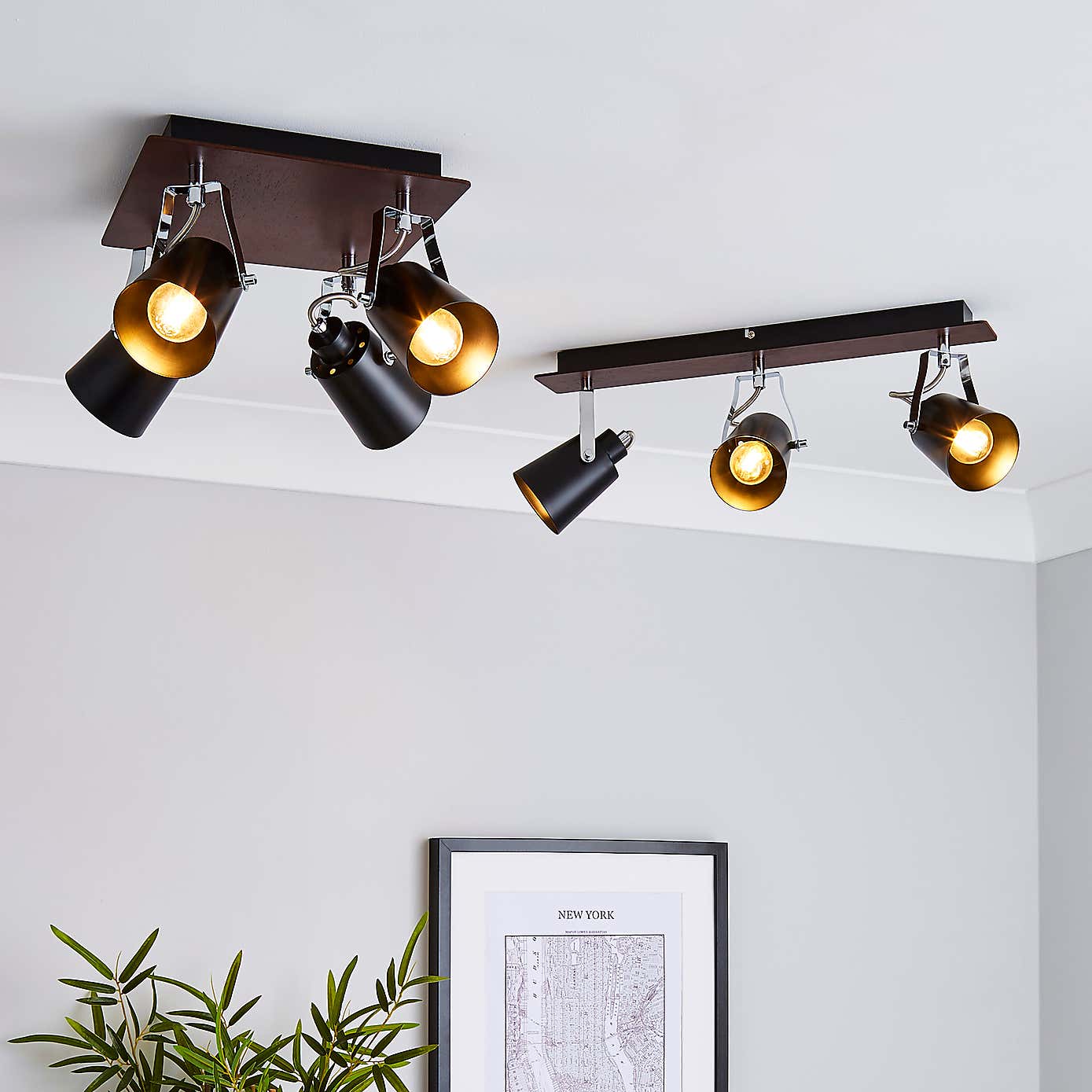 Johan 4 Light Black Spotlight