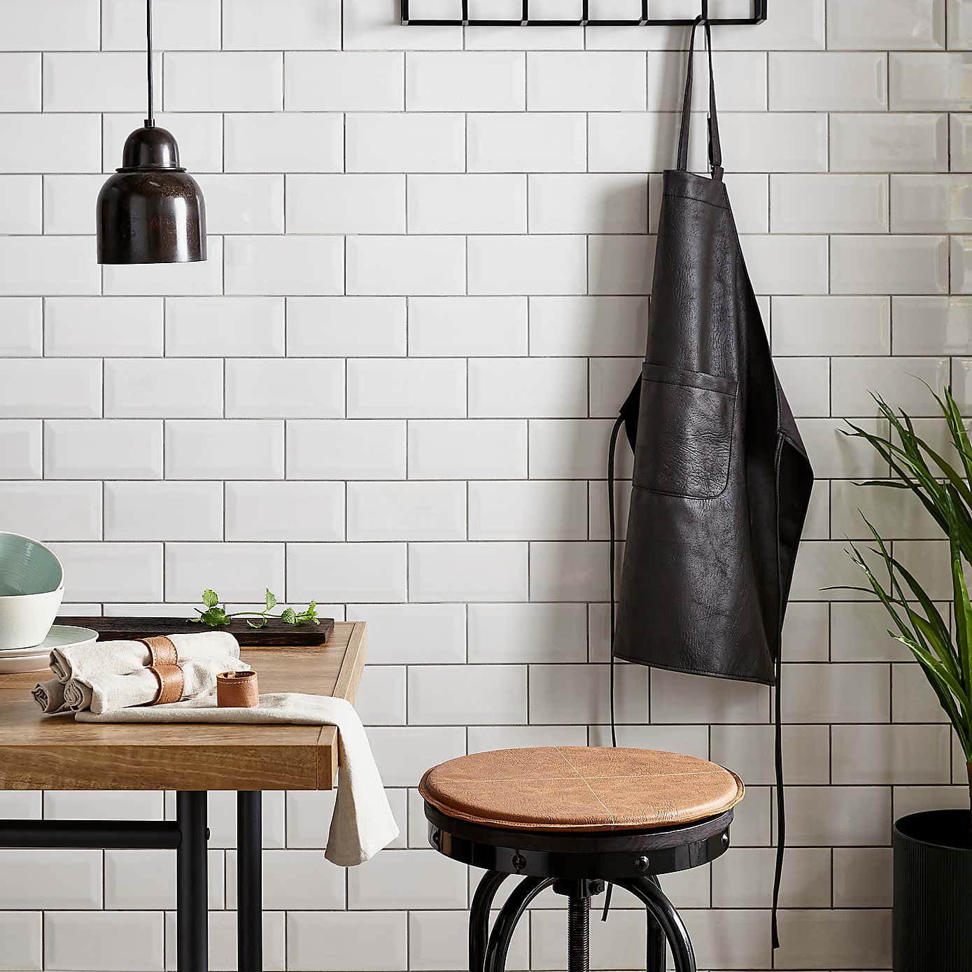 Black Faux Leather Apron