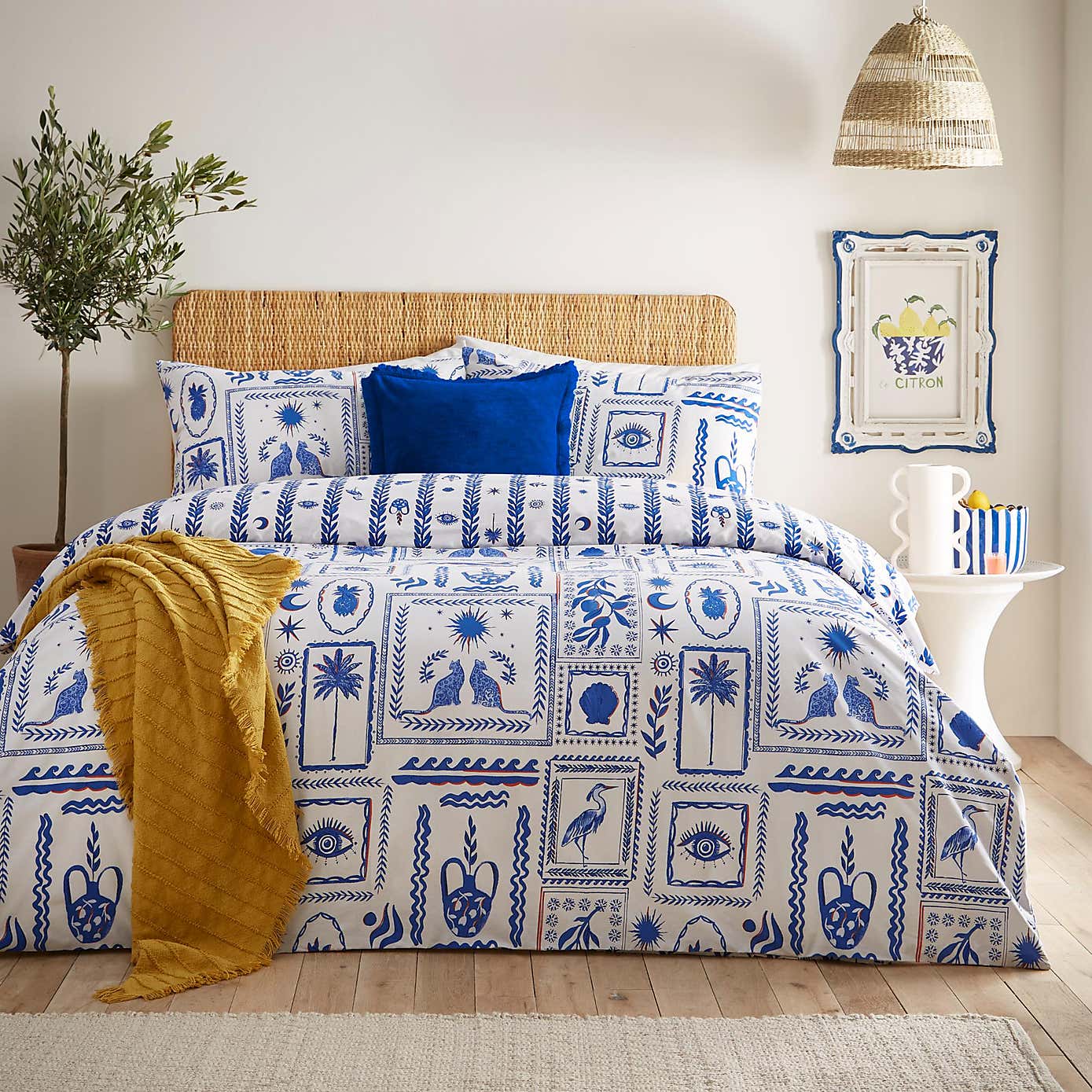 Riva Frieze Blue Duvet Cover and Pillowcase Set