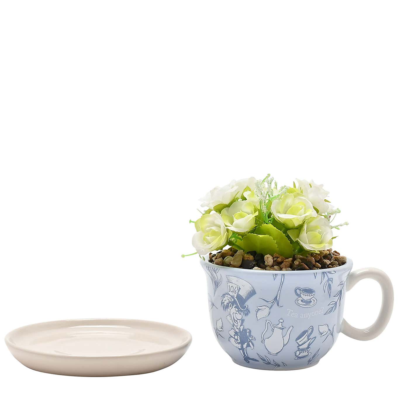Artificial Flowers in Disney Alice in Wonderland Teacup Plant Pot