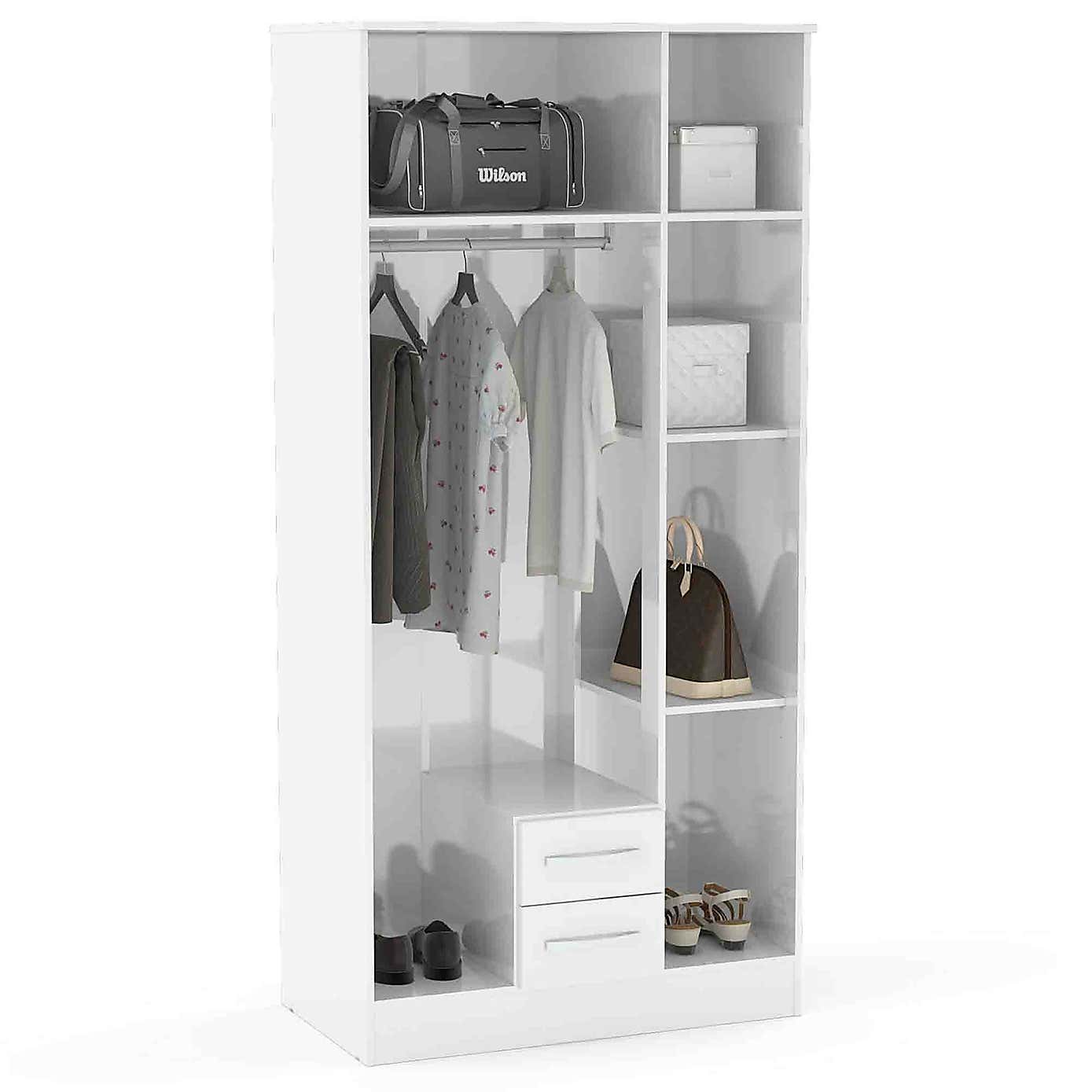 Lynx Grey Triple Mirrored Wardrobe