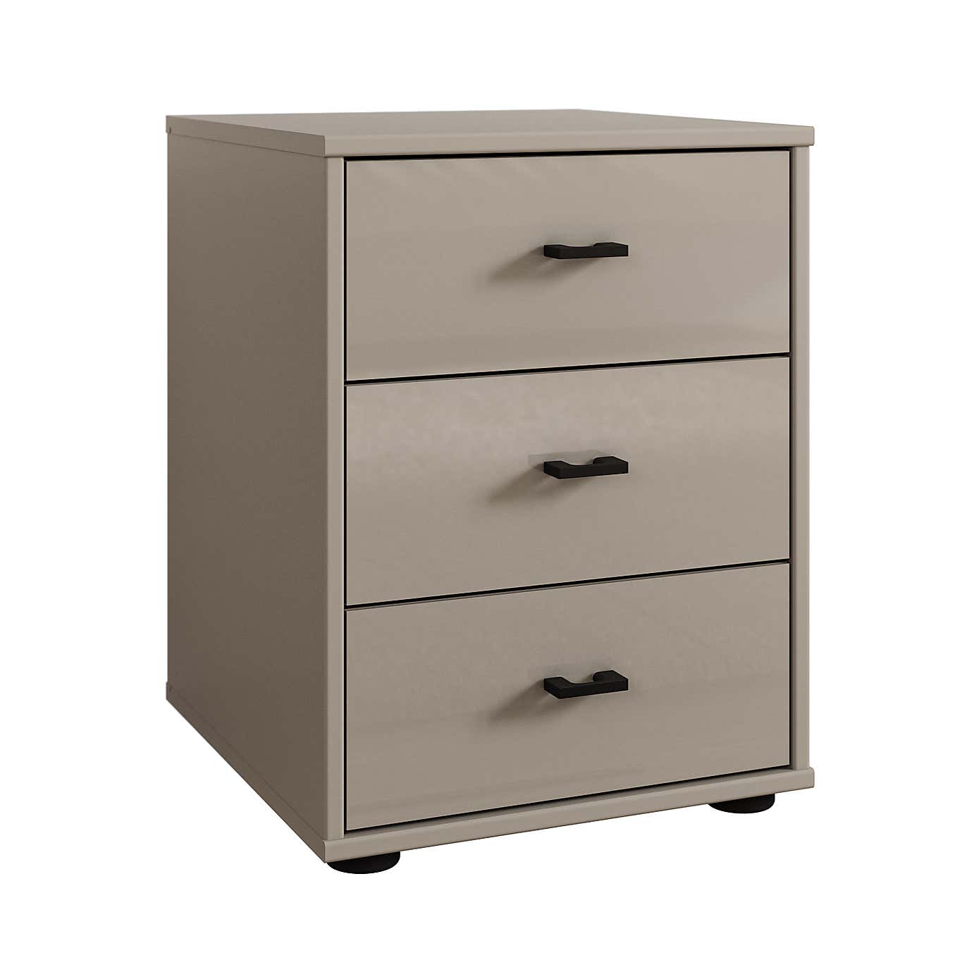 Kahla Glass Fronted 3 Drawer Bedside Table