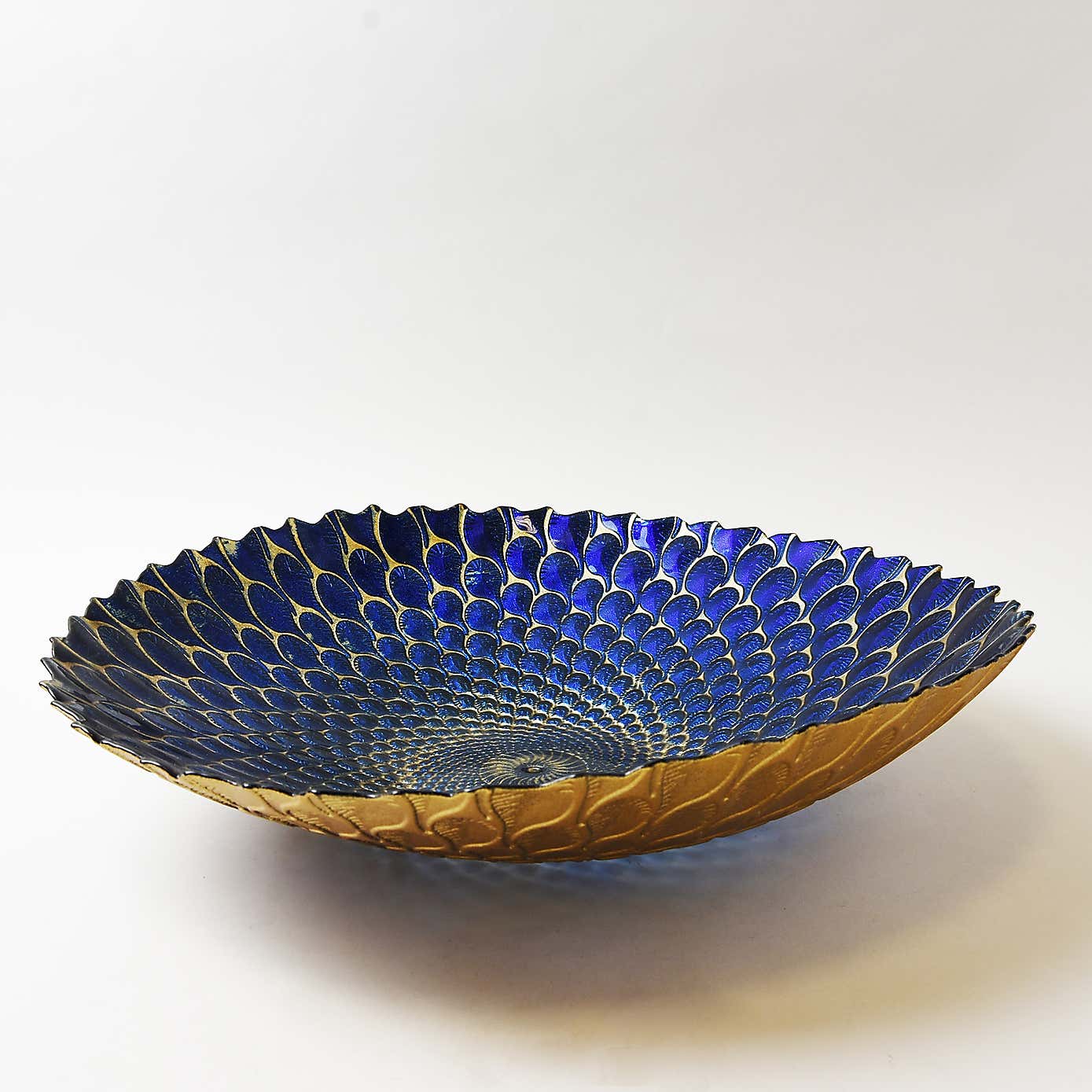 Deco Charm Teal Glass Platter