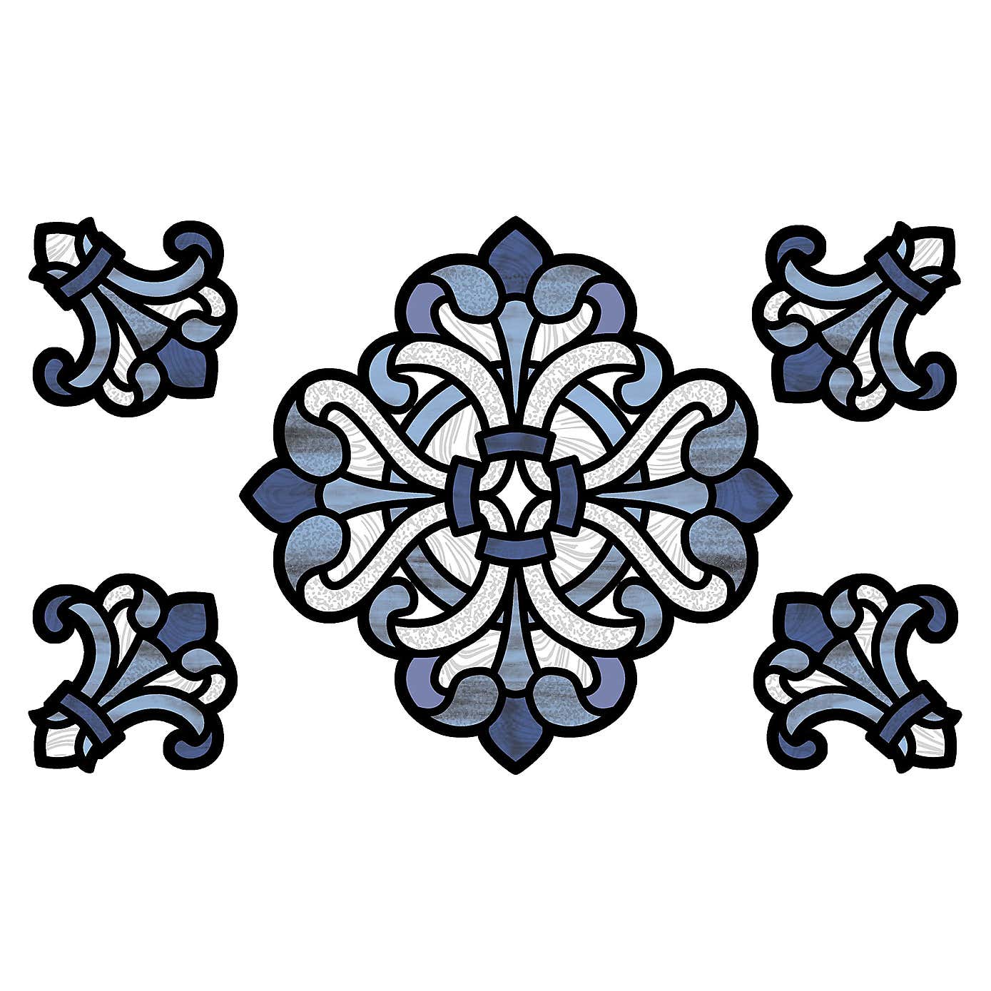 Blue Medici Static Stained Glass Decal