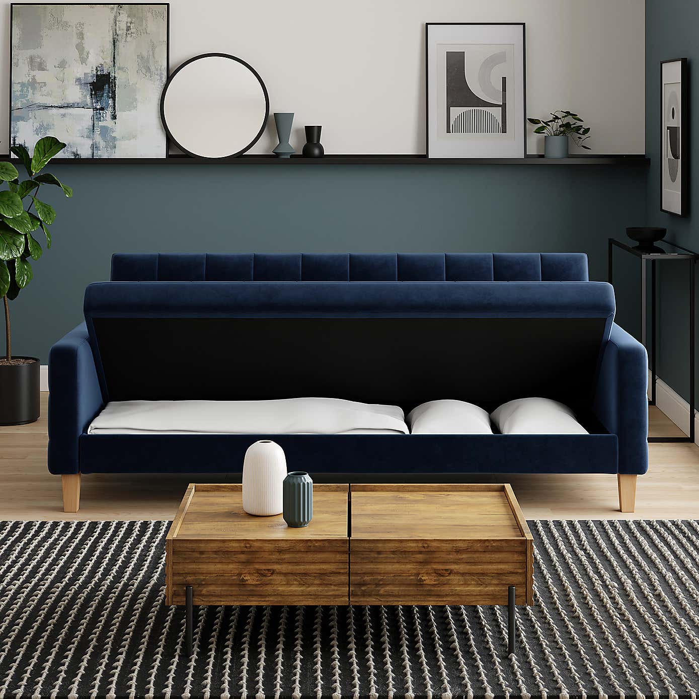 Harlow Velvet Storage Double Sofa Bed