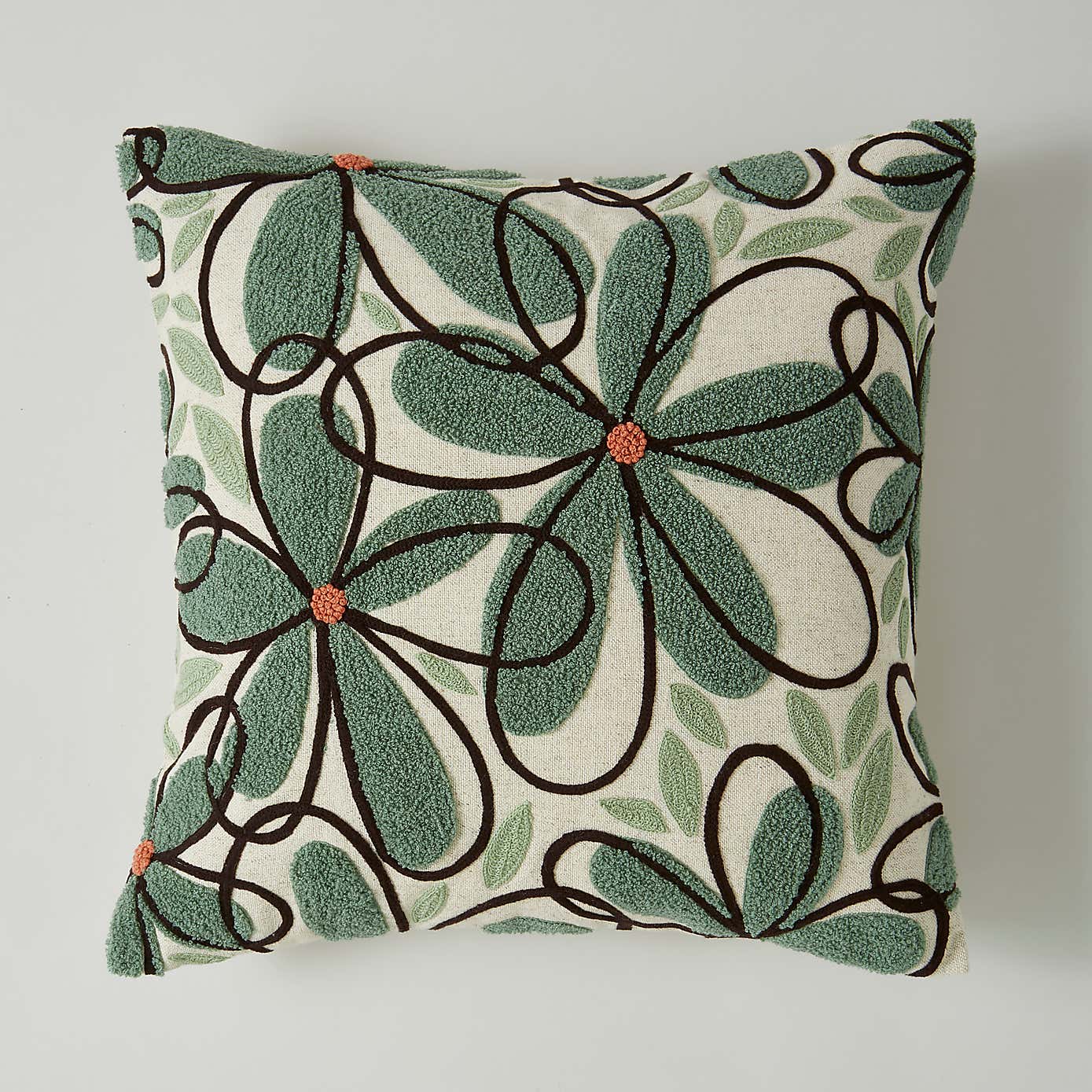 Crewel Work Floral Cushion