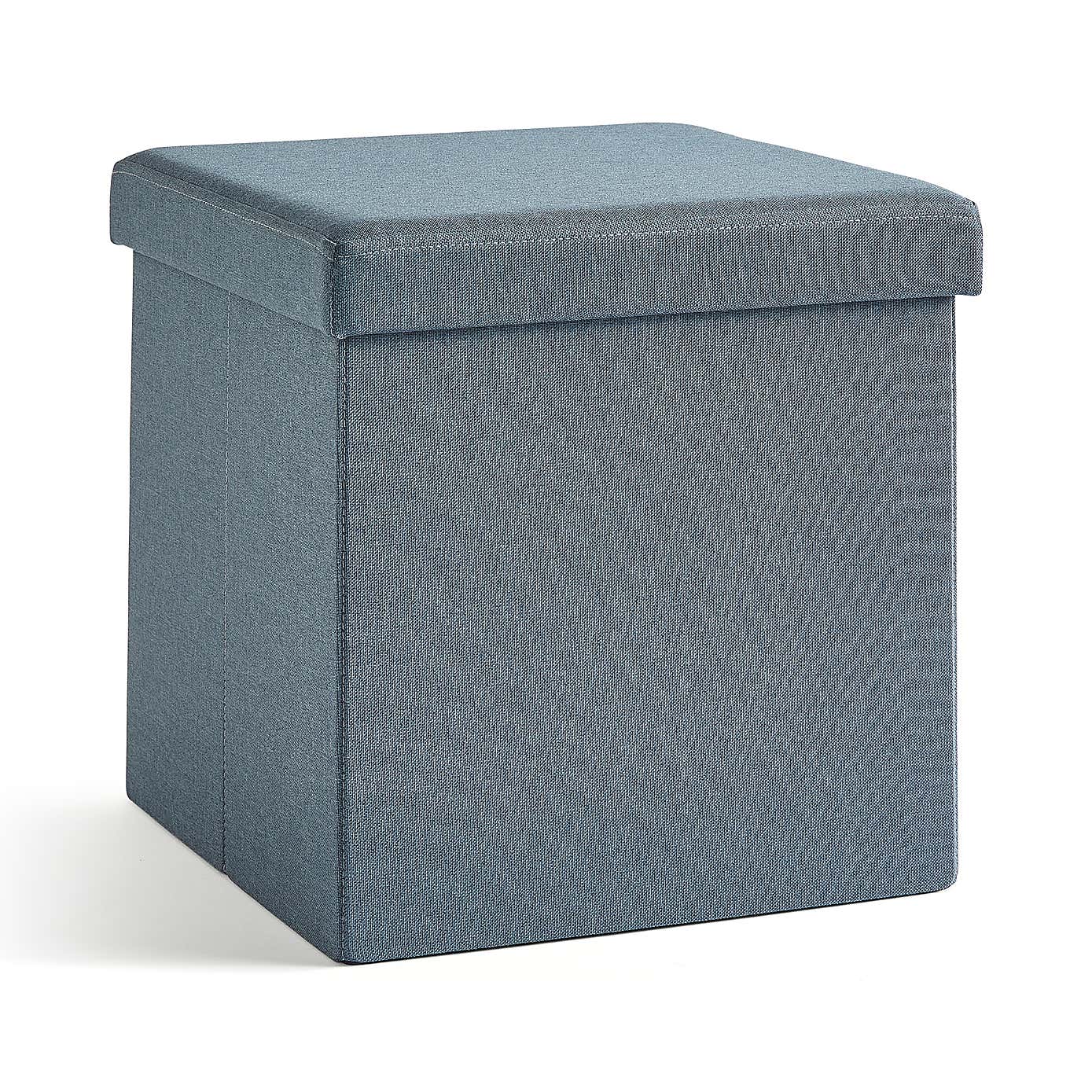 Faux Linen Cube Ottoman