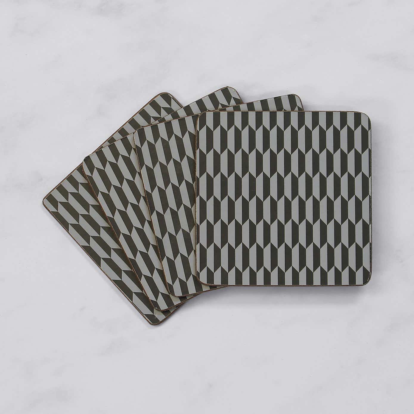 Set of 4 Geometric Cork Back Coasters