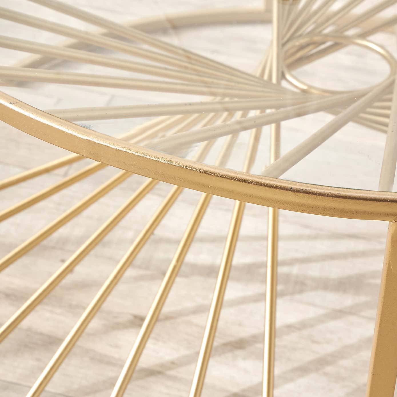 Liberty Coffee Table, Glass and Gold Metal