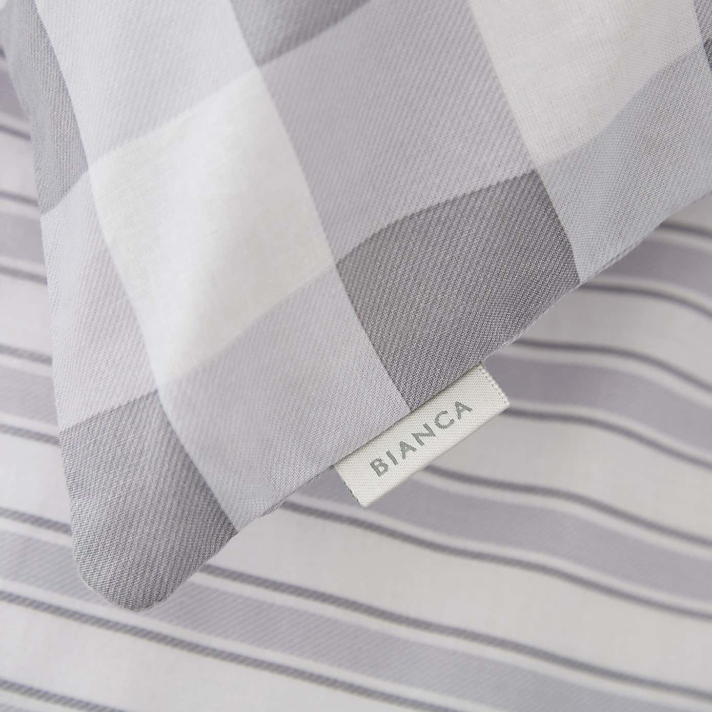 Bianca Check And Stripe 100% Cotton Duvet Cover and Pillowcase Set