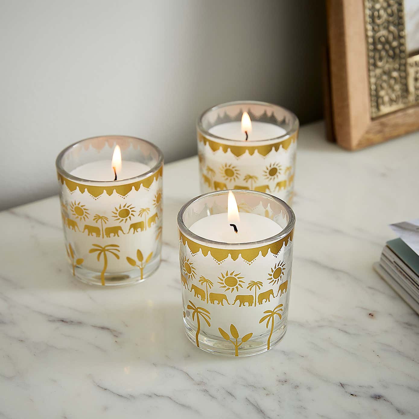 Set of 3 Savanna White Poppy Votive Candles