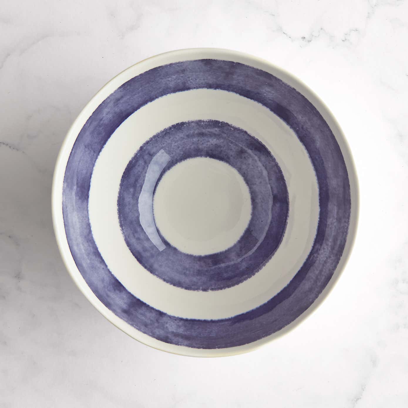 Striped Stoneware Snack Bowl