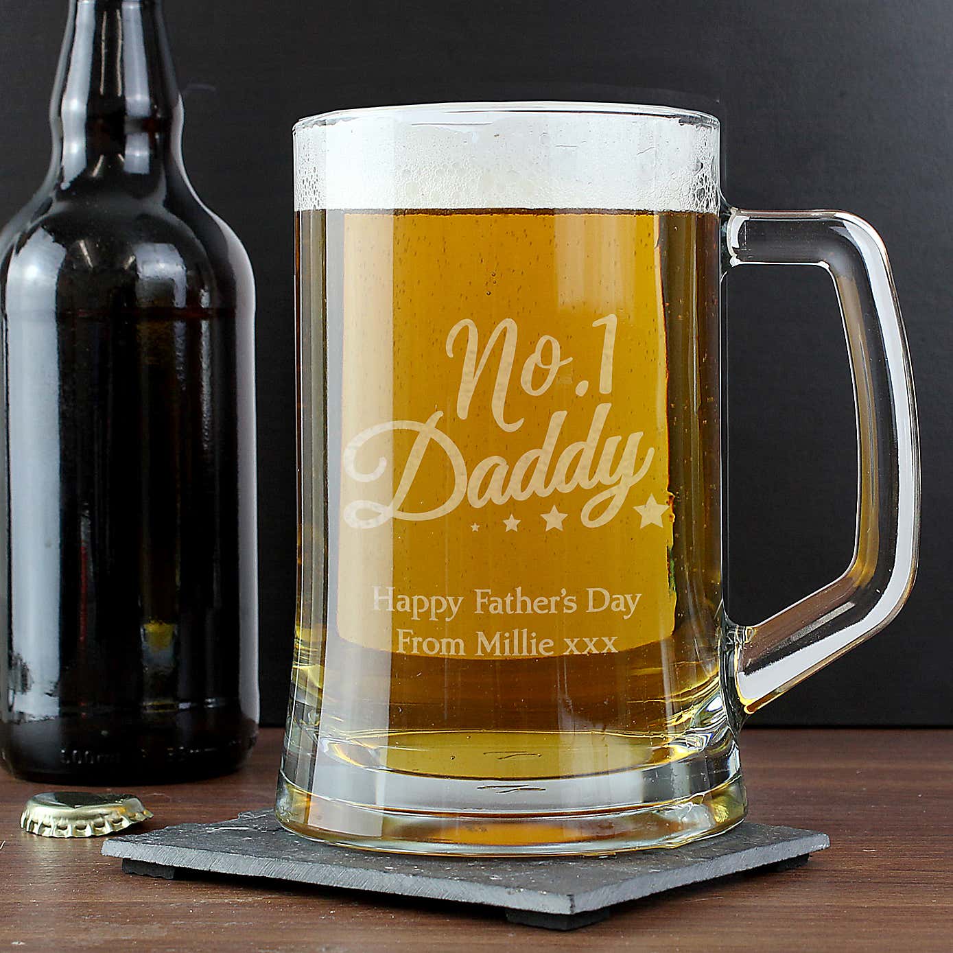 Personalised No1 Daddy Glass Pint Stern Tankard