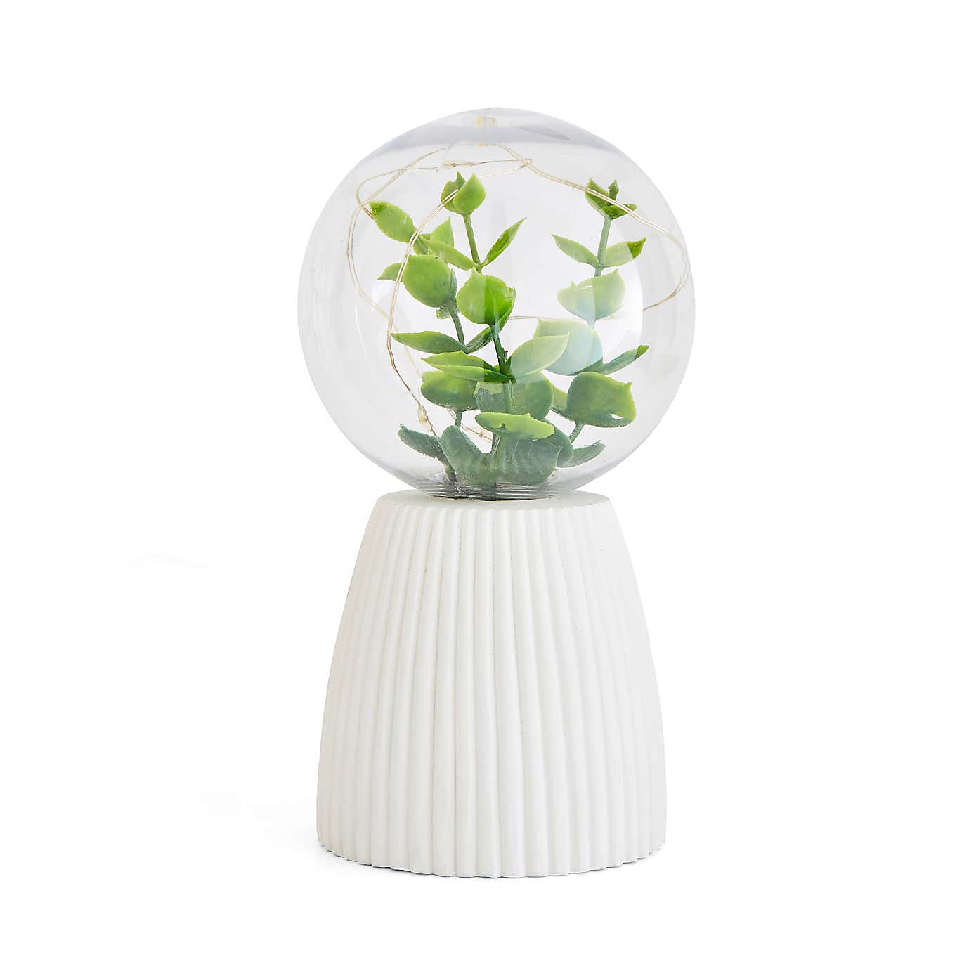 Faux Terrarium Ribbed Battery Lamp