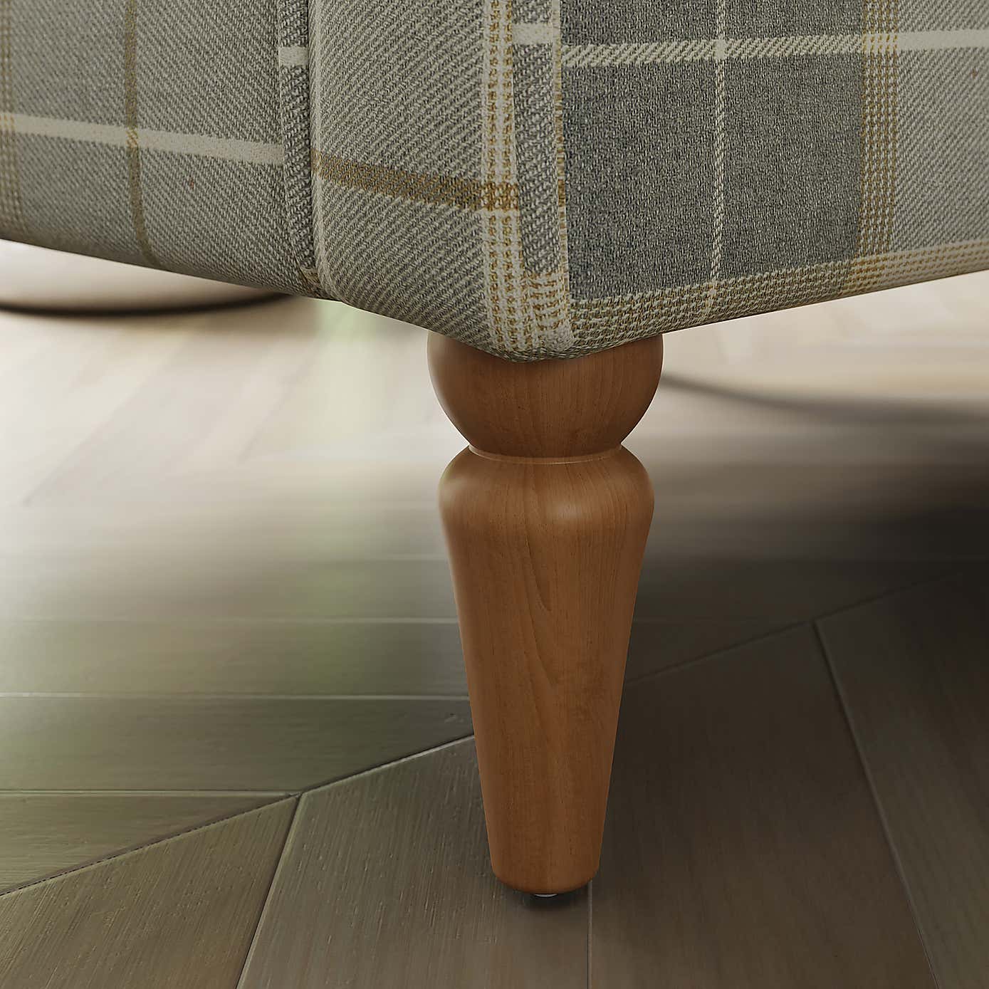 Oswald Check Armchair, Natural Grey