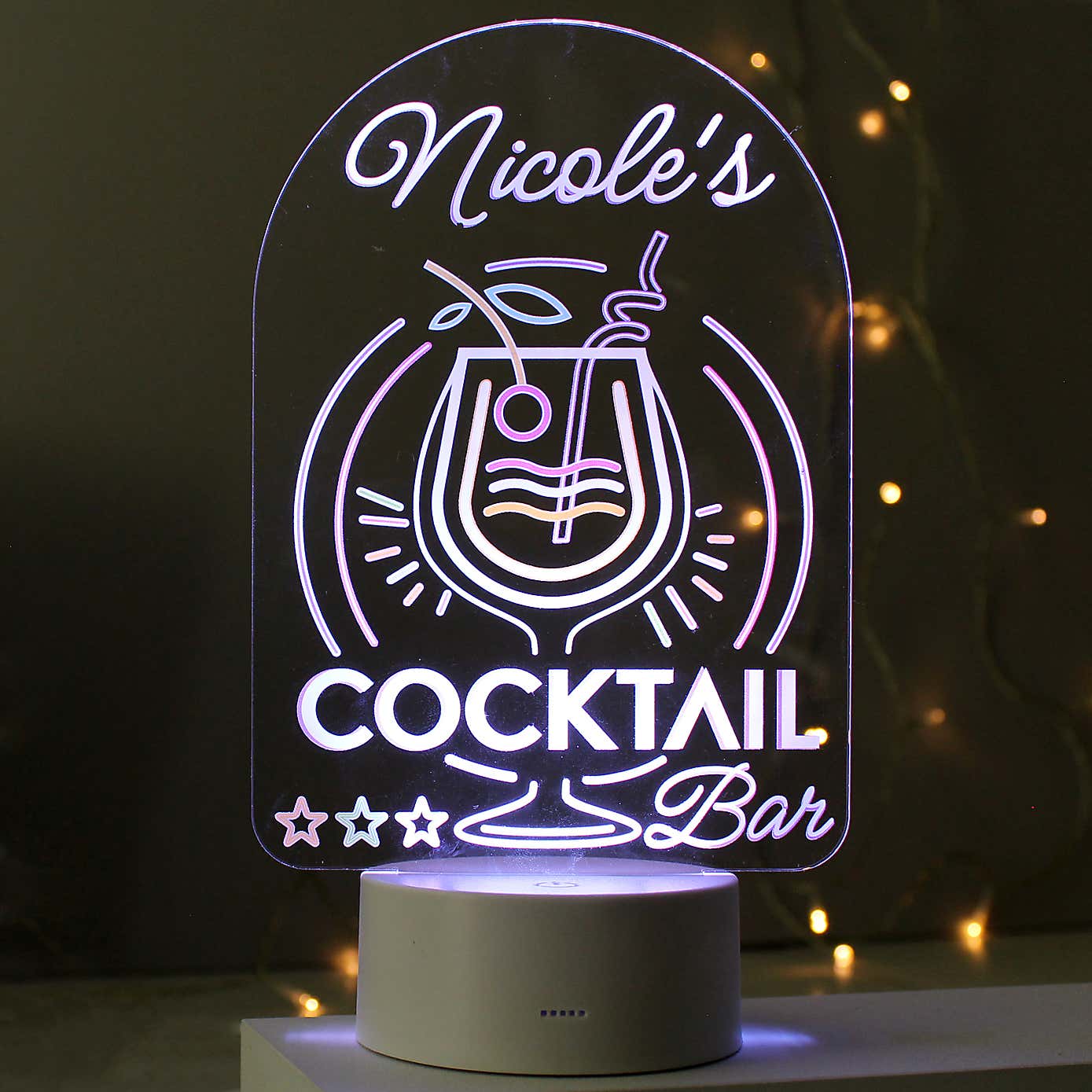 Personalised Cocktail Colour Changing Night LED Light
